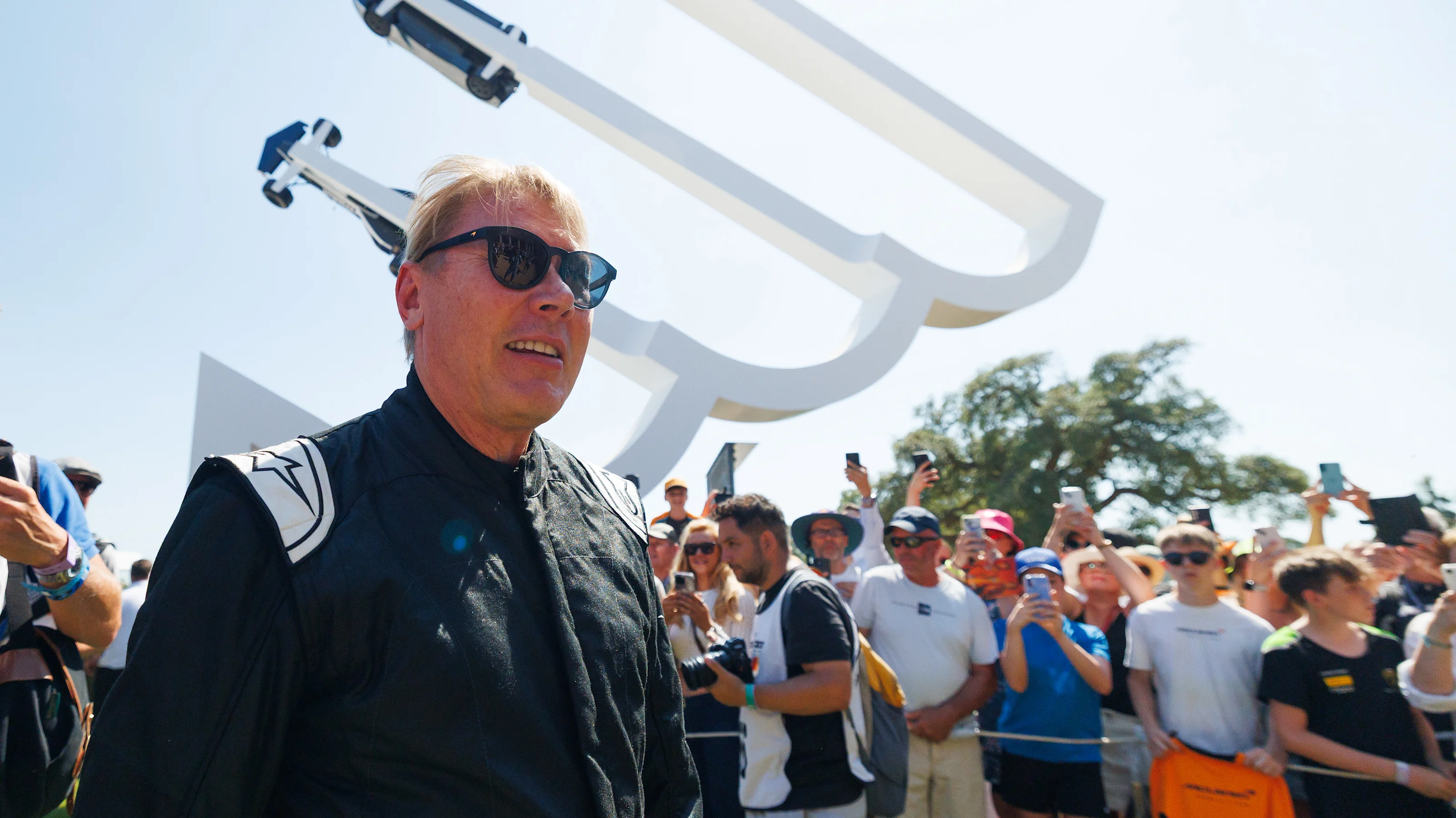 CHICHESTER, ENGLAND - JULY 12: Mika Hakkinen meets the fans during the Goodwood Festival of Speed