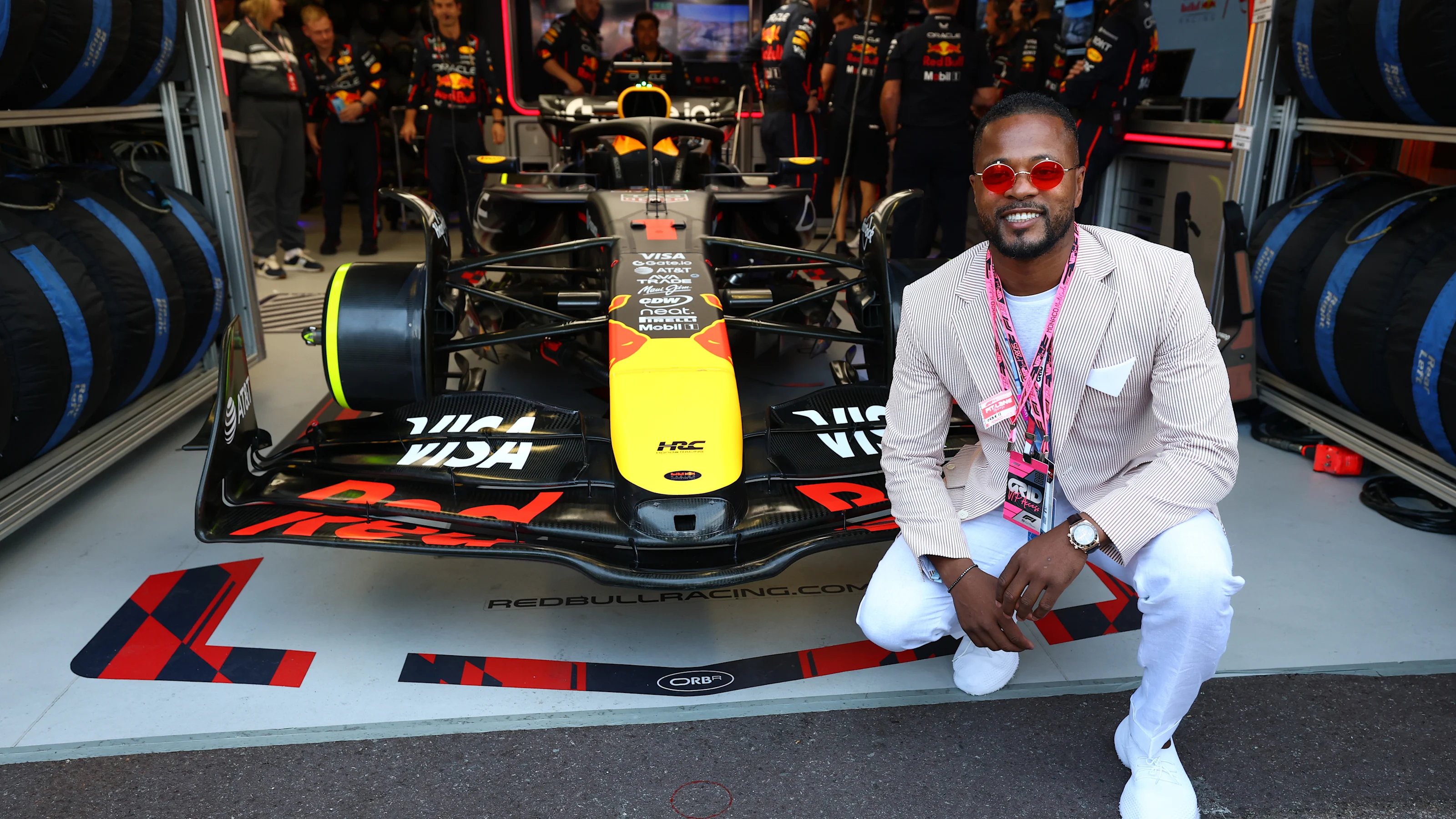 MONTE-CARLO, MONACO - MAY 25: Patrice Evra outside the Oracle Red Bull Racing garage prior to the