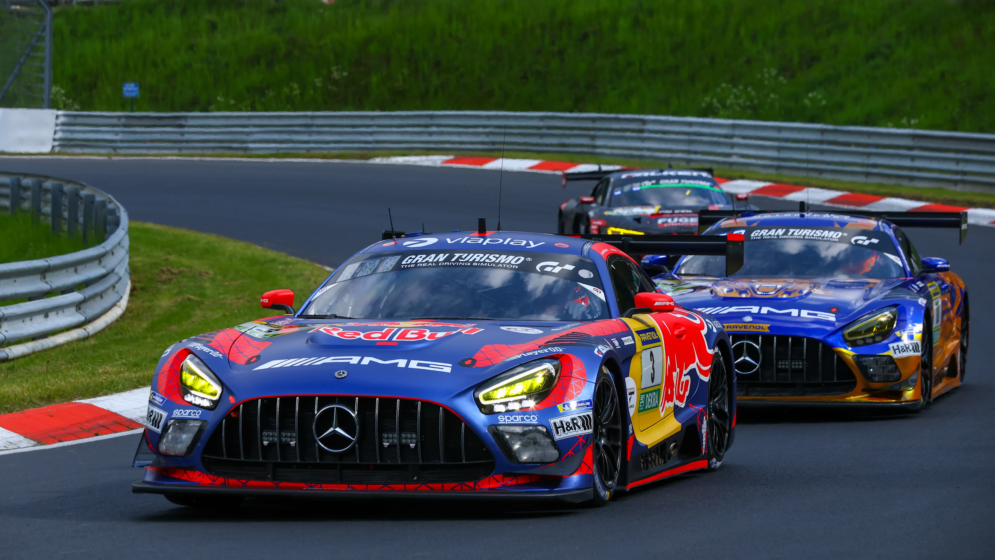 NUERBURG, GERMANY - MAY 15: The #3 Mercedes-AMG GT3 of Max Verstappen (NED), Lucas Auer (AUT),
