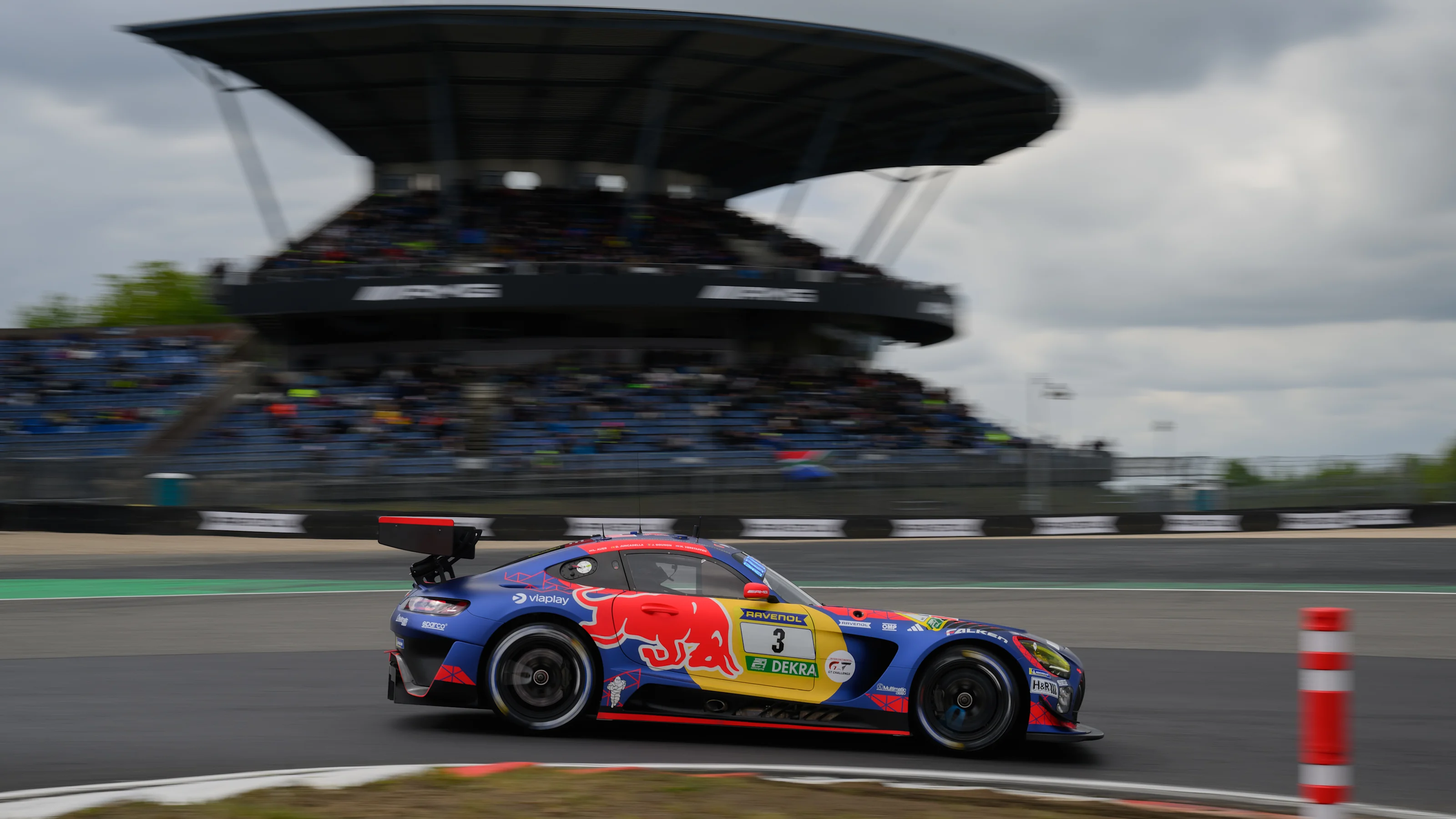 NUERBURG, GERMANY - MAY 15: The #3 Mercedes-AMG GT3 of Max Verstappen (NED), Lucas Auer (AUT),