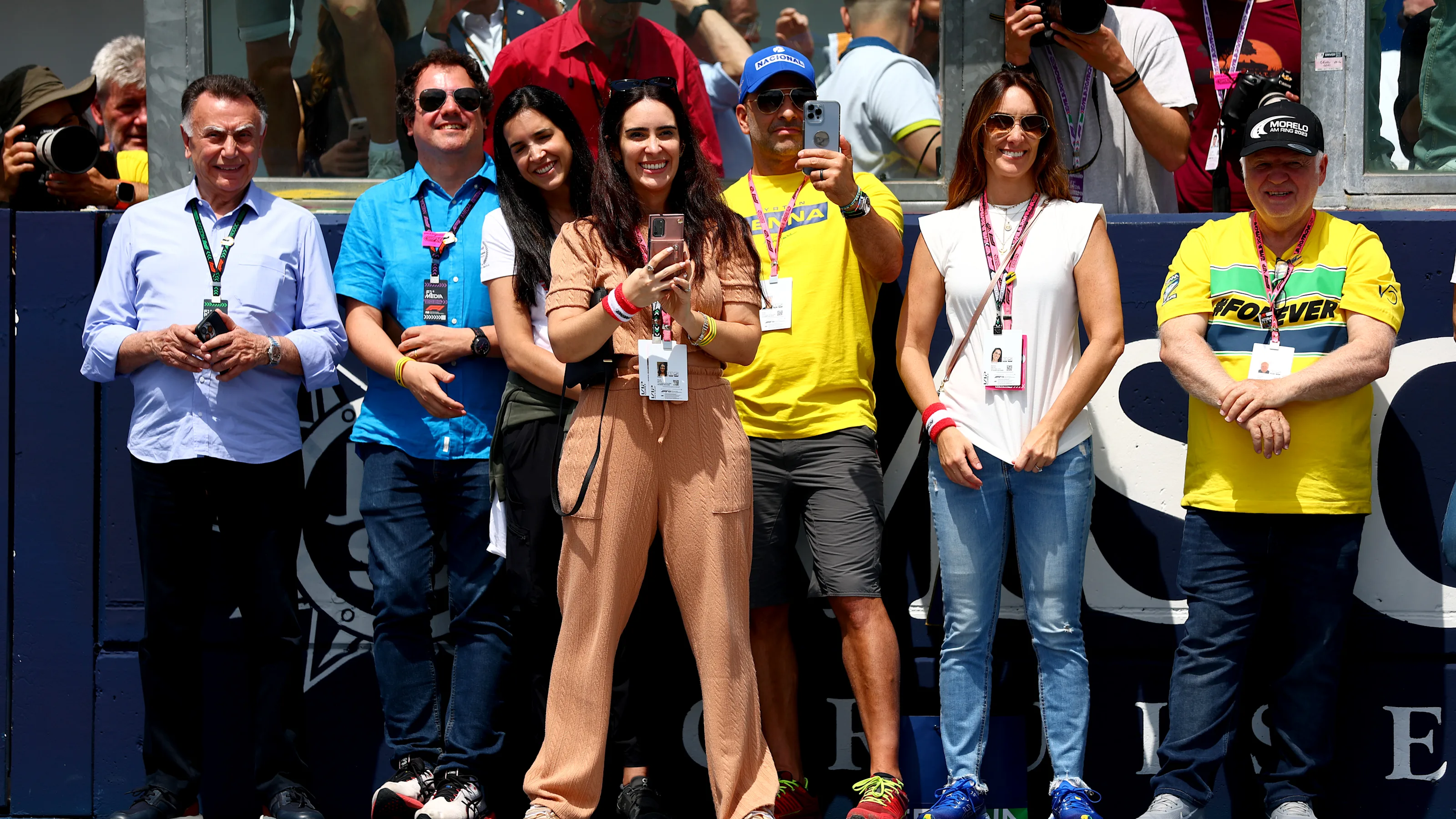 IMOLA, ITALY - MAY 19: The families of Ayrton Senna, Roland Ratzenberger and Sebastian Vettel look
