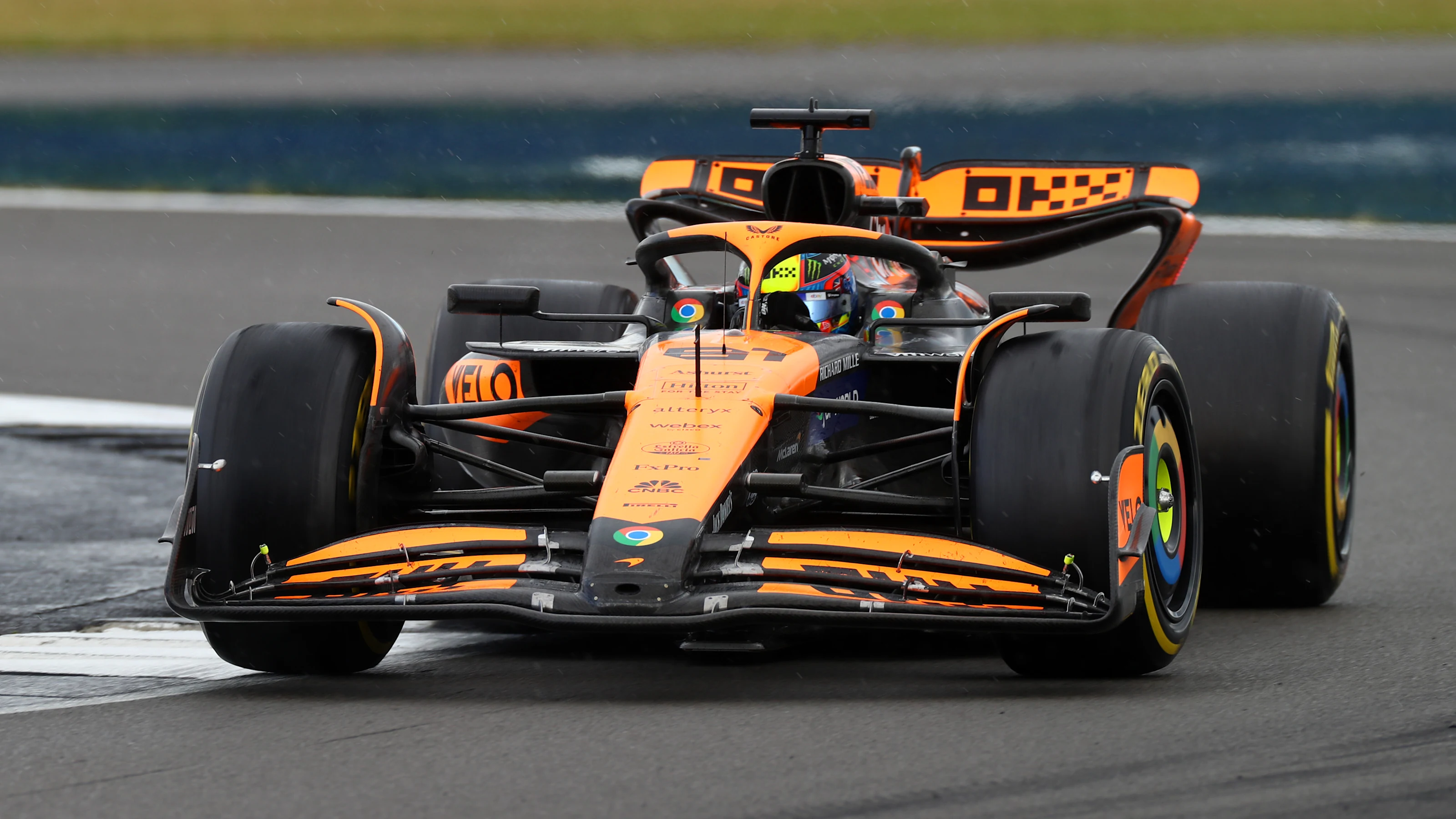 NORTHAMPTON, ENGLAND - JULY 07: Oscar Piastri of Australia driving the (81) McLaren MCL38 Mercedes