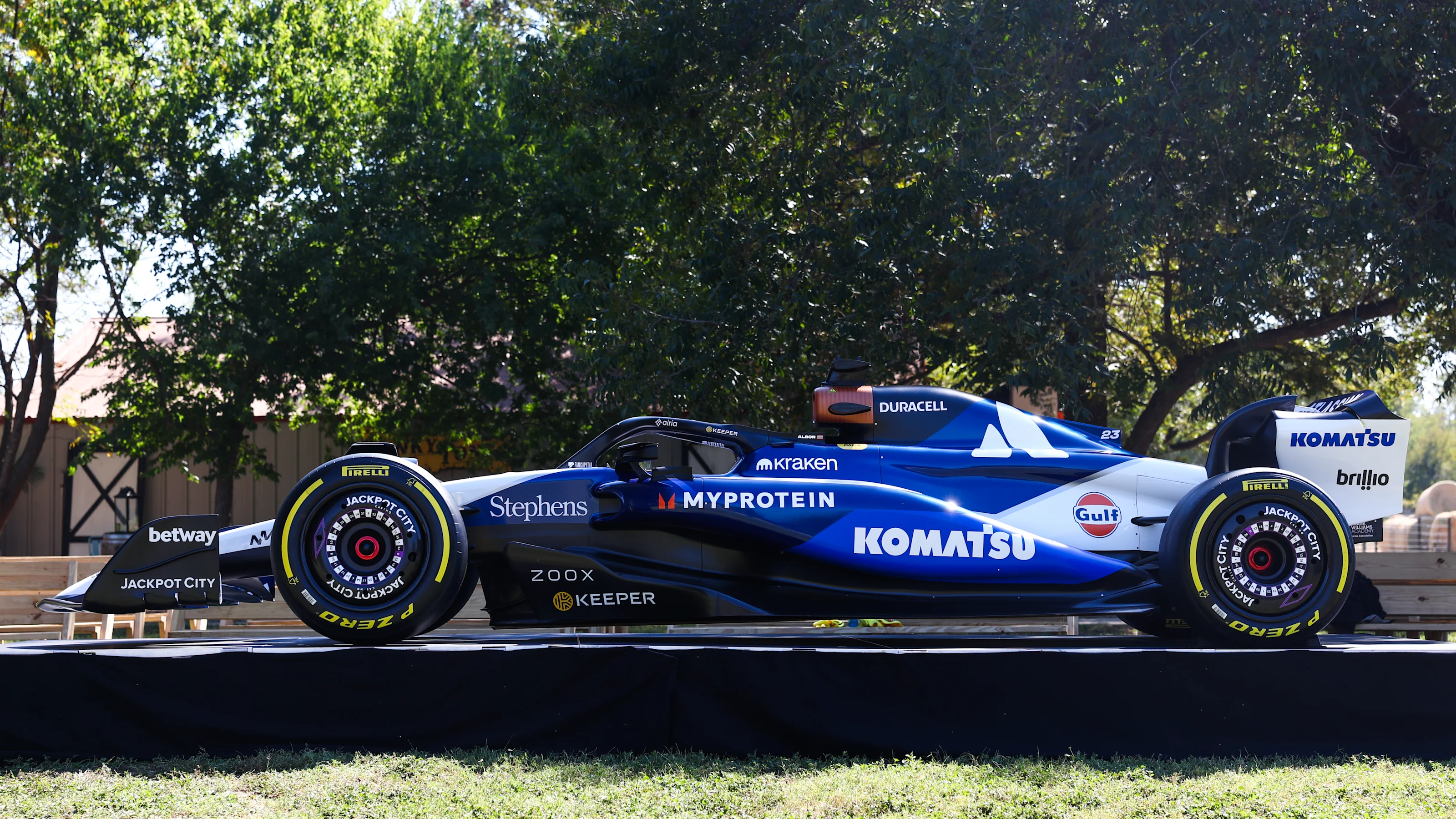 AUSTIN, TEXAS - OCTOBER 15: The Williams FW47 Mercedes on display during the Atlassian Williams