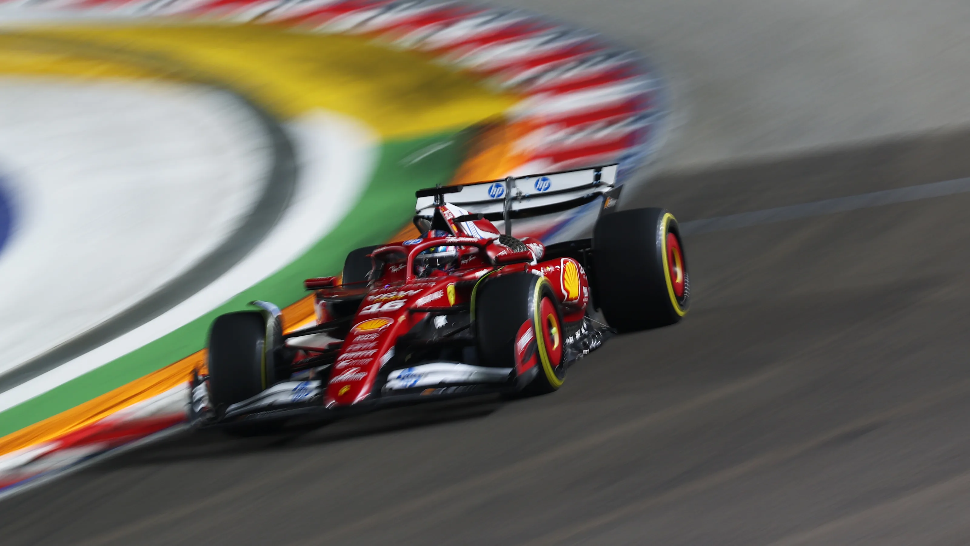 SINGAPORE, SINGAPORE - OCTOBER 05: Charles Leclerc of Monaco driving the (16) Scuderia Ferrari