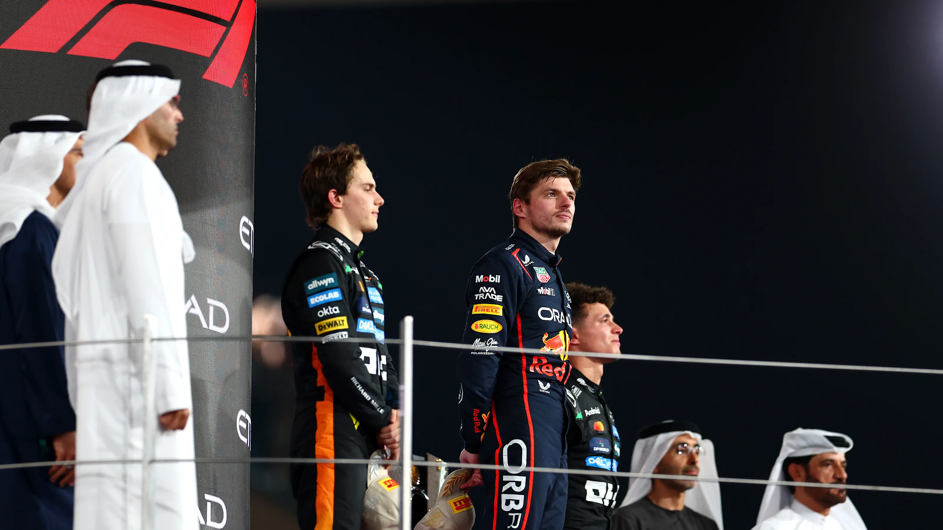 ABU DHABI, UNITED ARAB EMIRATES - DECEMBER 07: Race winner Max Verstappen of the Netherlands and