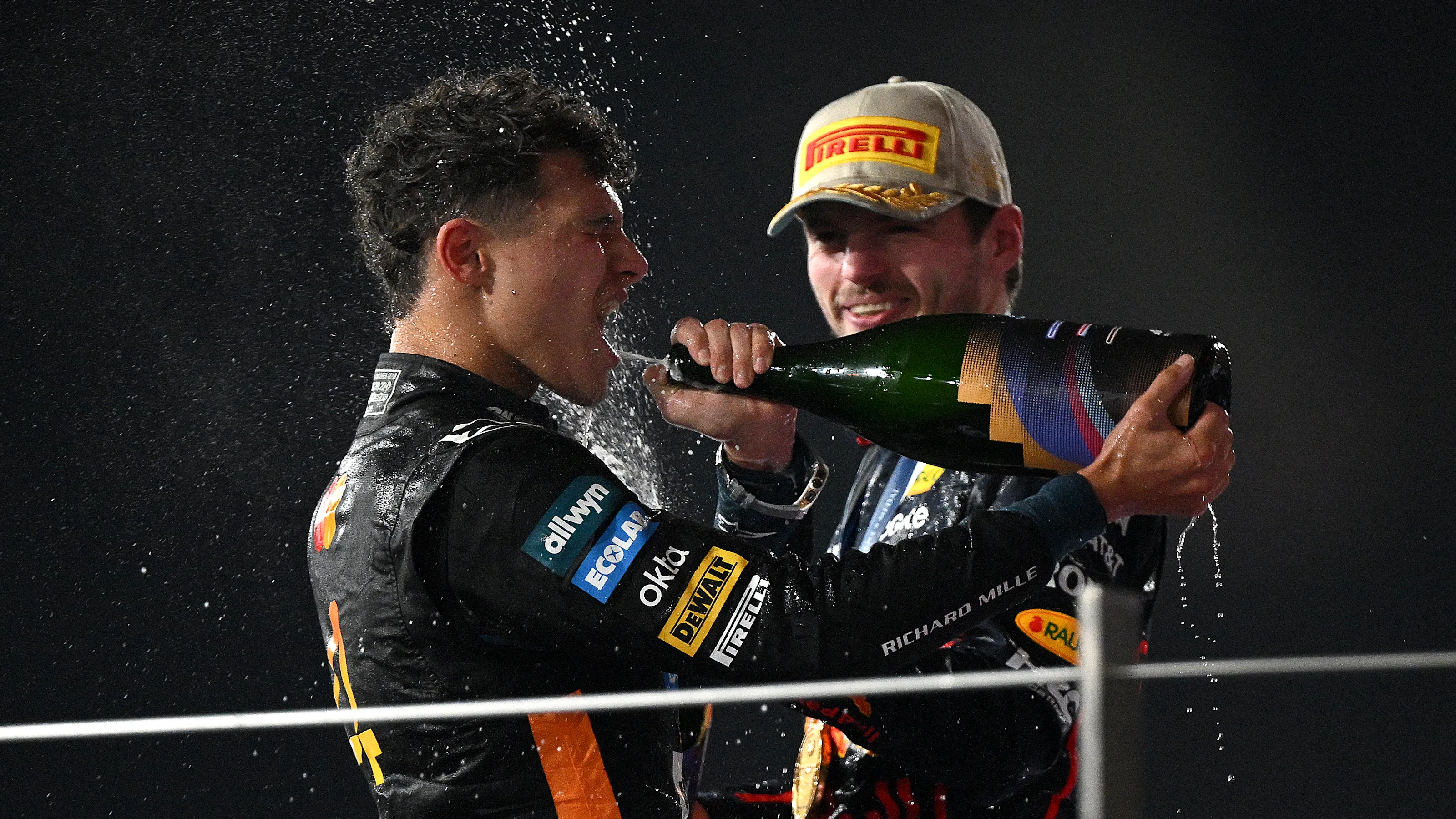 ABU DHABI, UNITED ARAB EMIRATES - DECEMBER 07: Race winner Max Verstappen of the Netherlands and