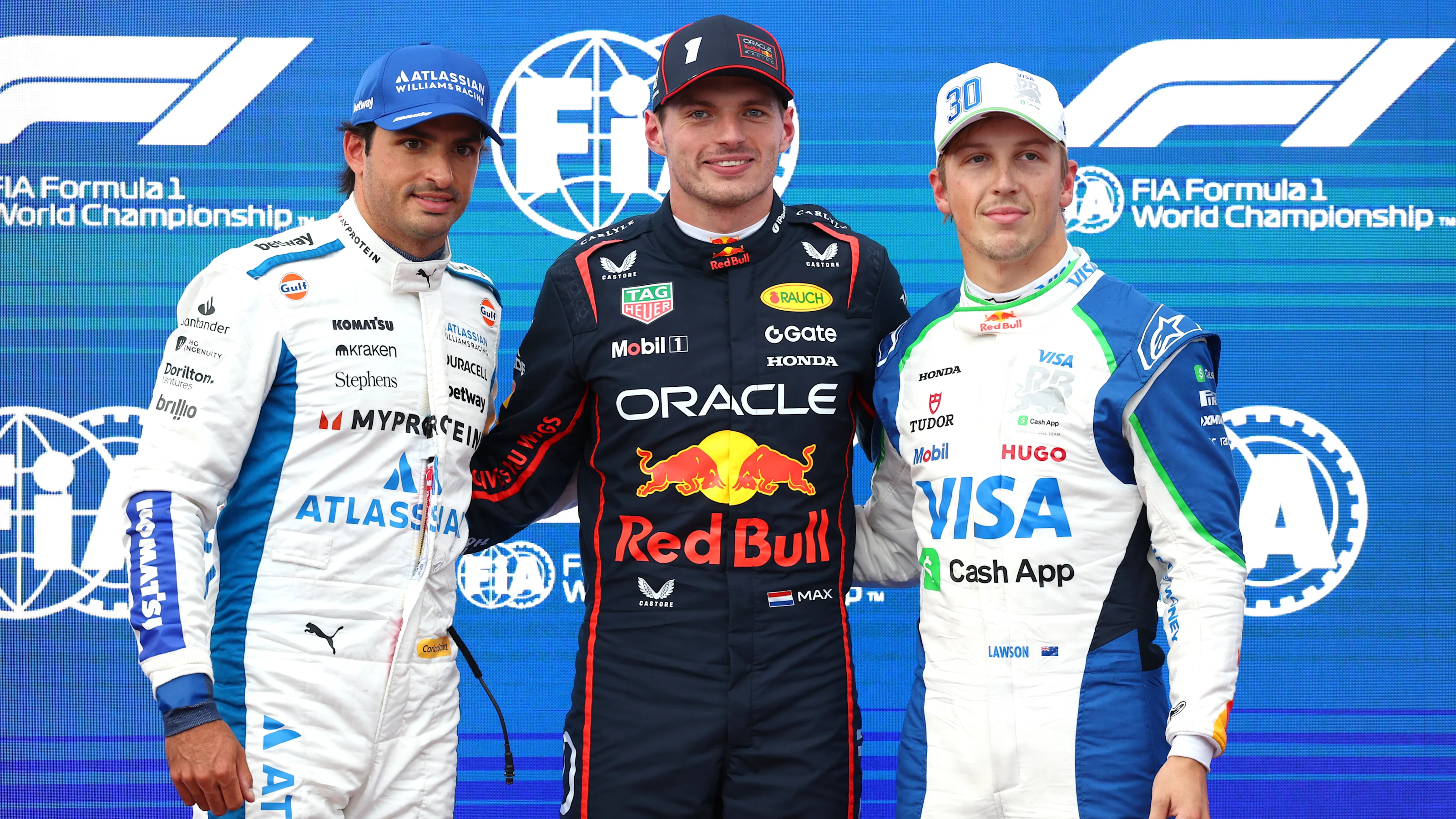BAKU, AZERBAIJAN - SEPTEMBER 20: Pole position qualifier Max Verstappen of the Netherlands and