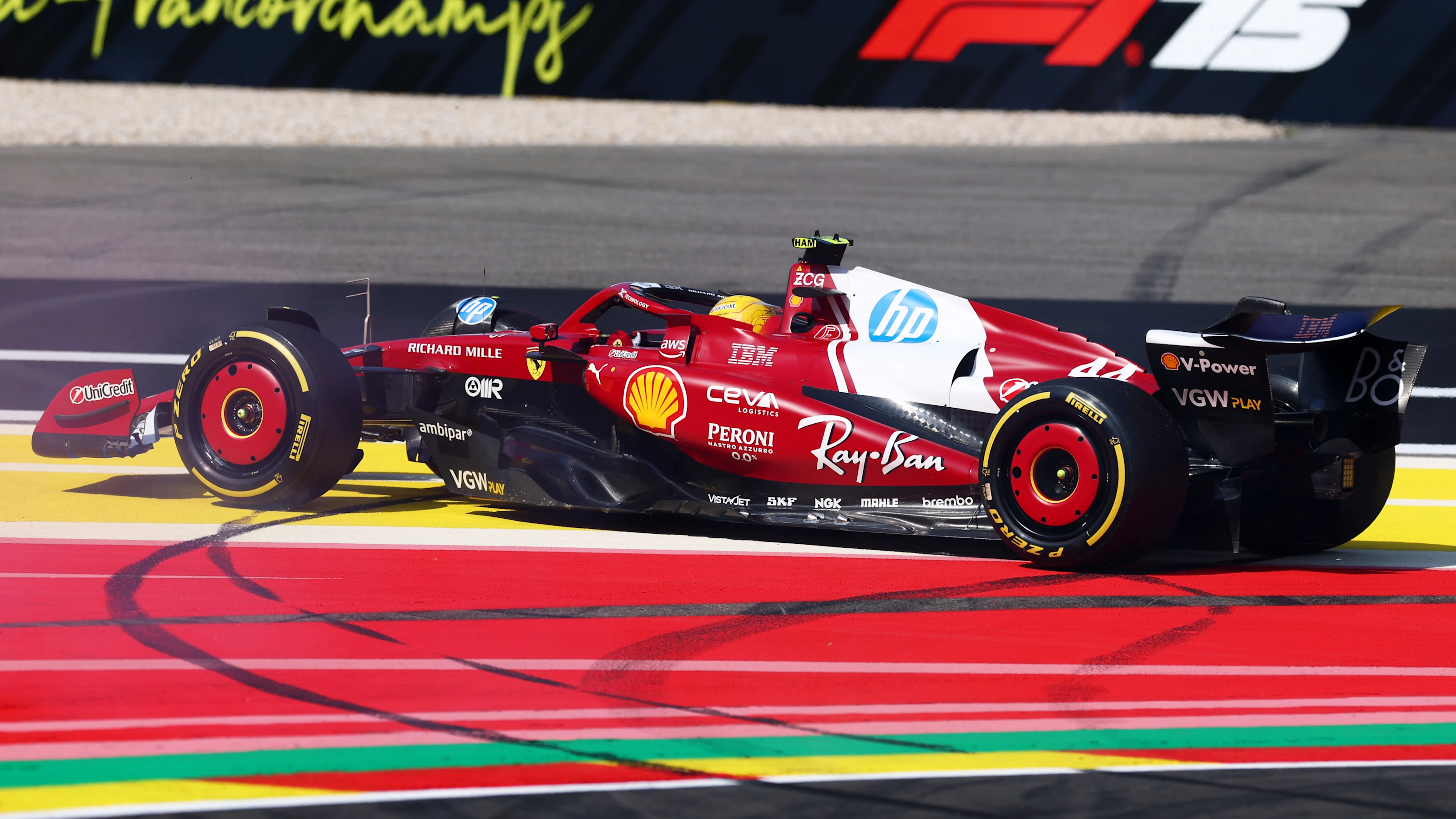 SPA, BELGIUM - JULY 25: Lewis Hamilton of Great Britain driving the (44) Scuderia Ferrari SF-25
