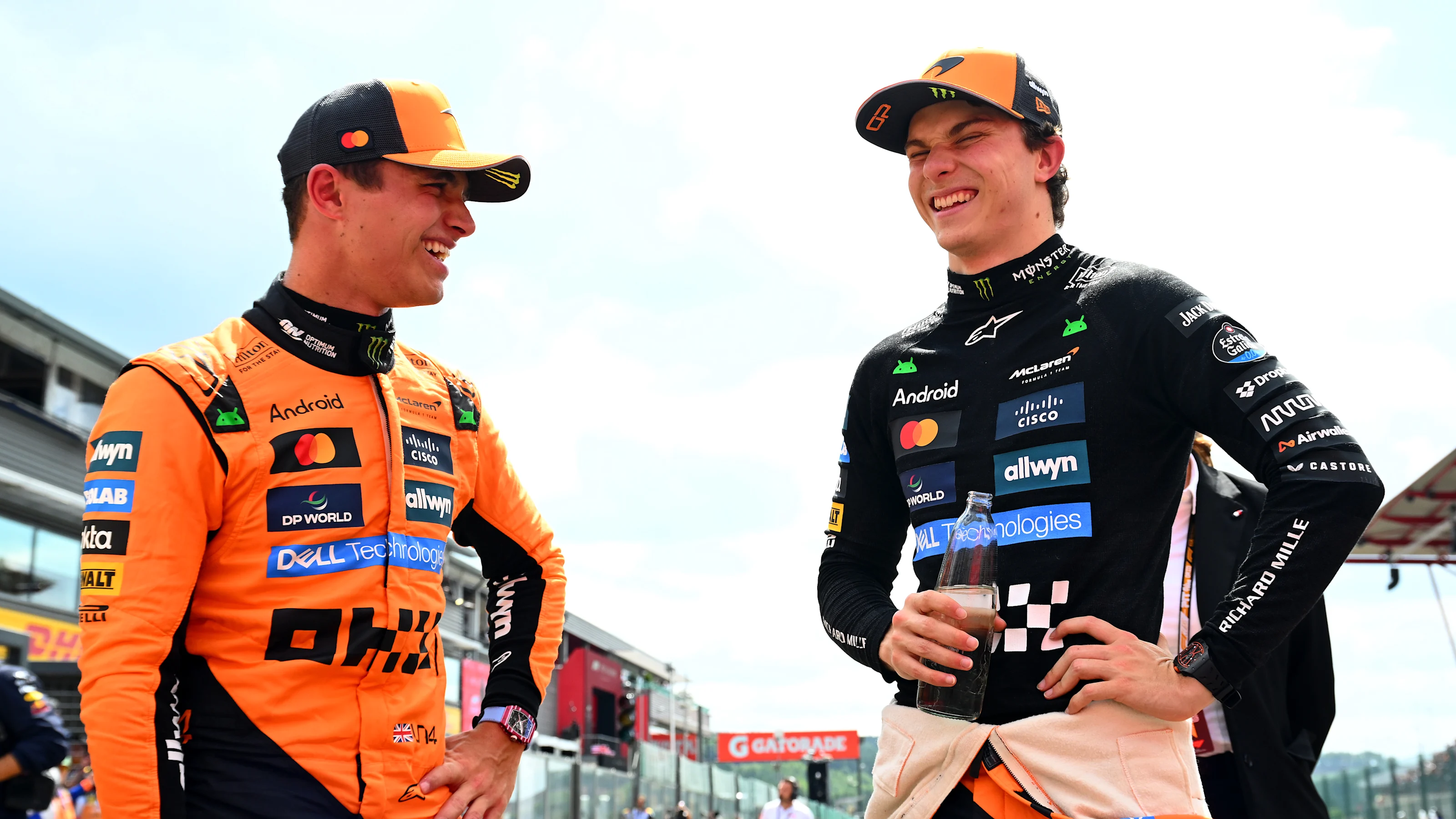 SPA, BELGIUM - JULY 26: Third placed Lando Norris of Great Britain and McLaren and Second placed