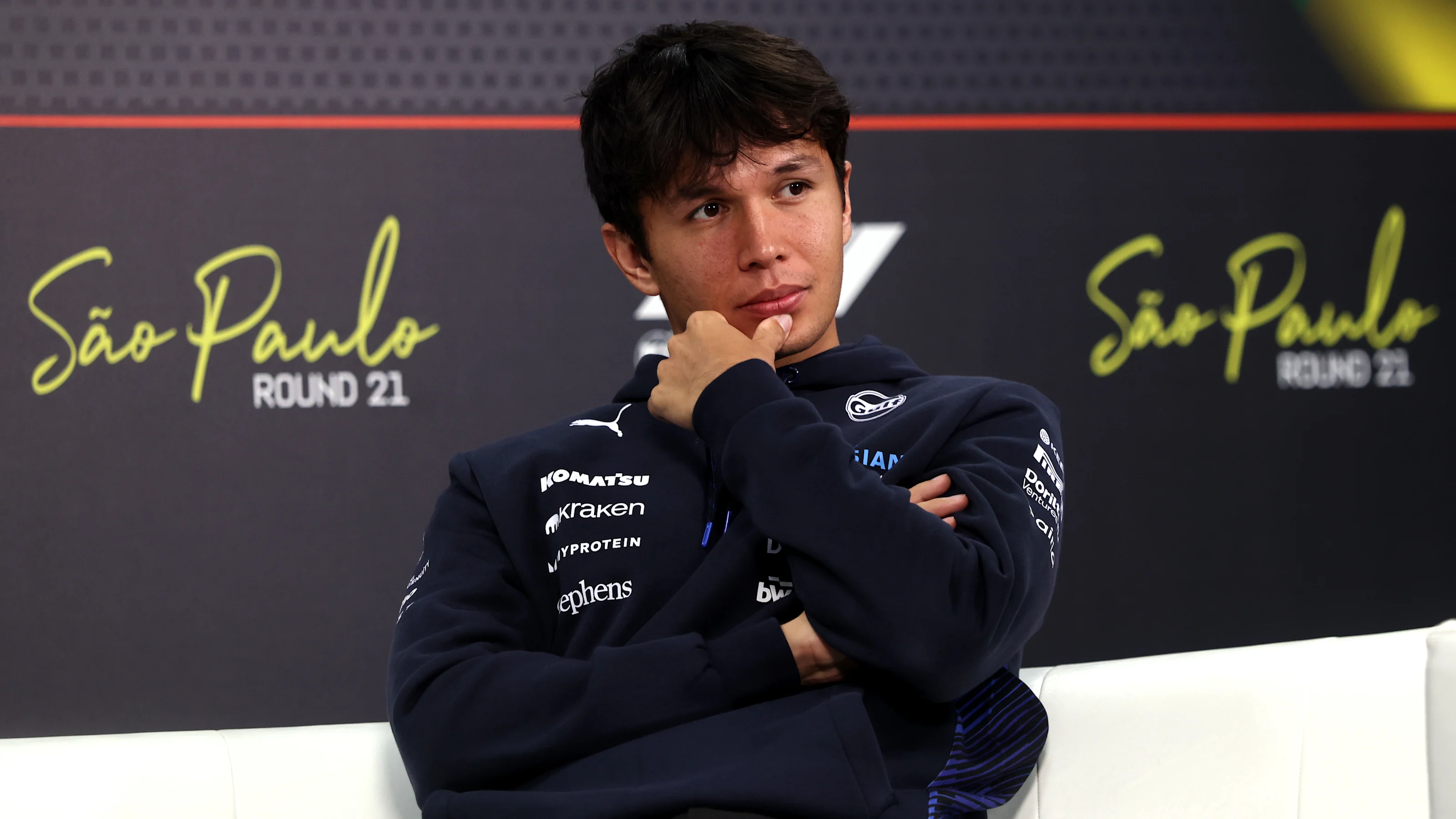 SAO PAULO, BRAZIL - NOVEMBER 06: Alexander Albon of Thailand and Williams looks on in the Drivers