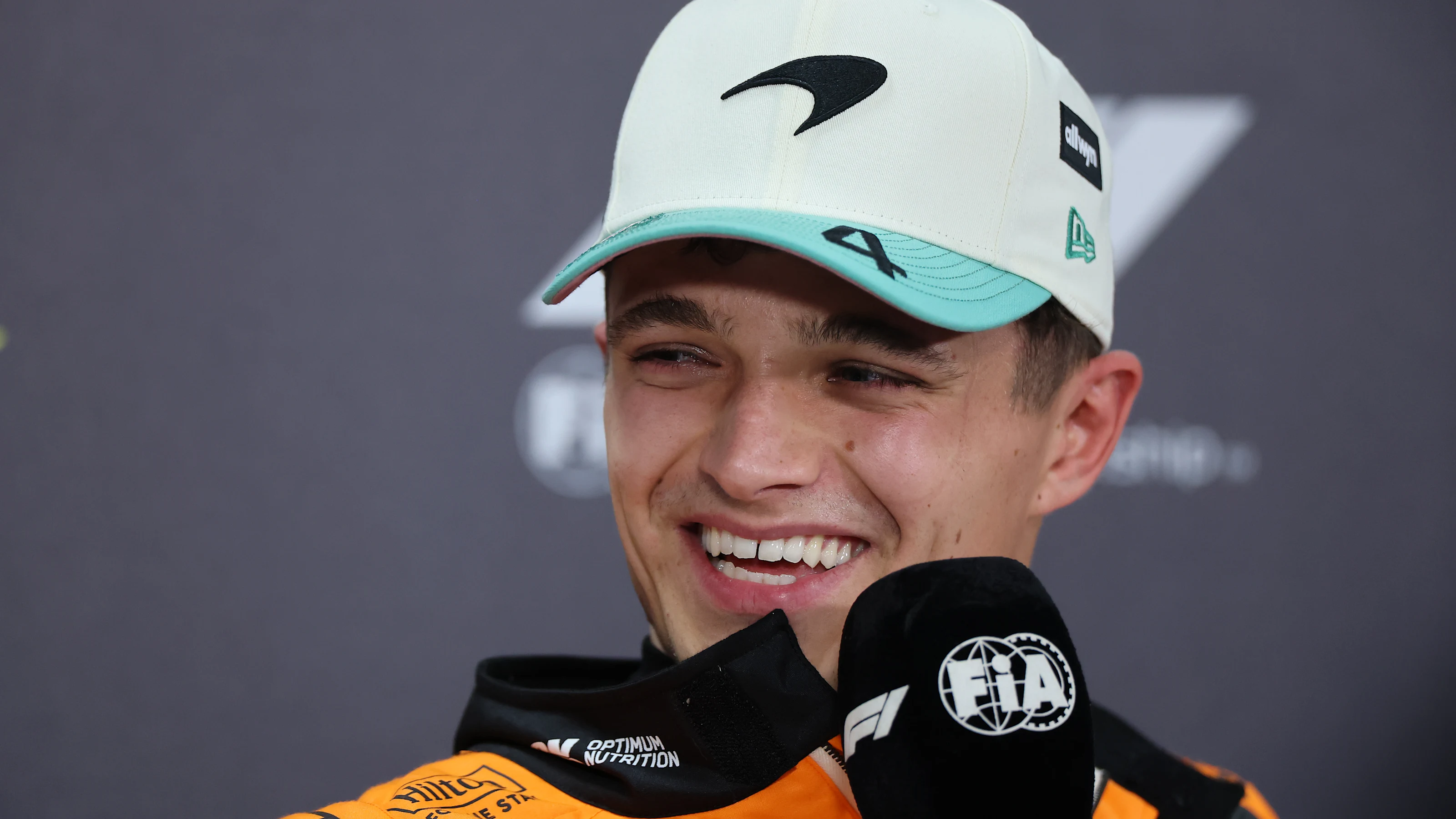 SAO PAULO, BRAZIL - NOVEMBER 08: Pole position qualifier Lando Norris of Great Britain and McLaren