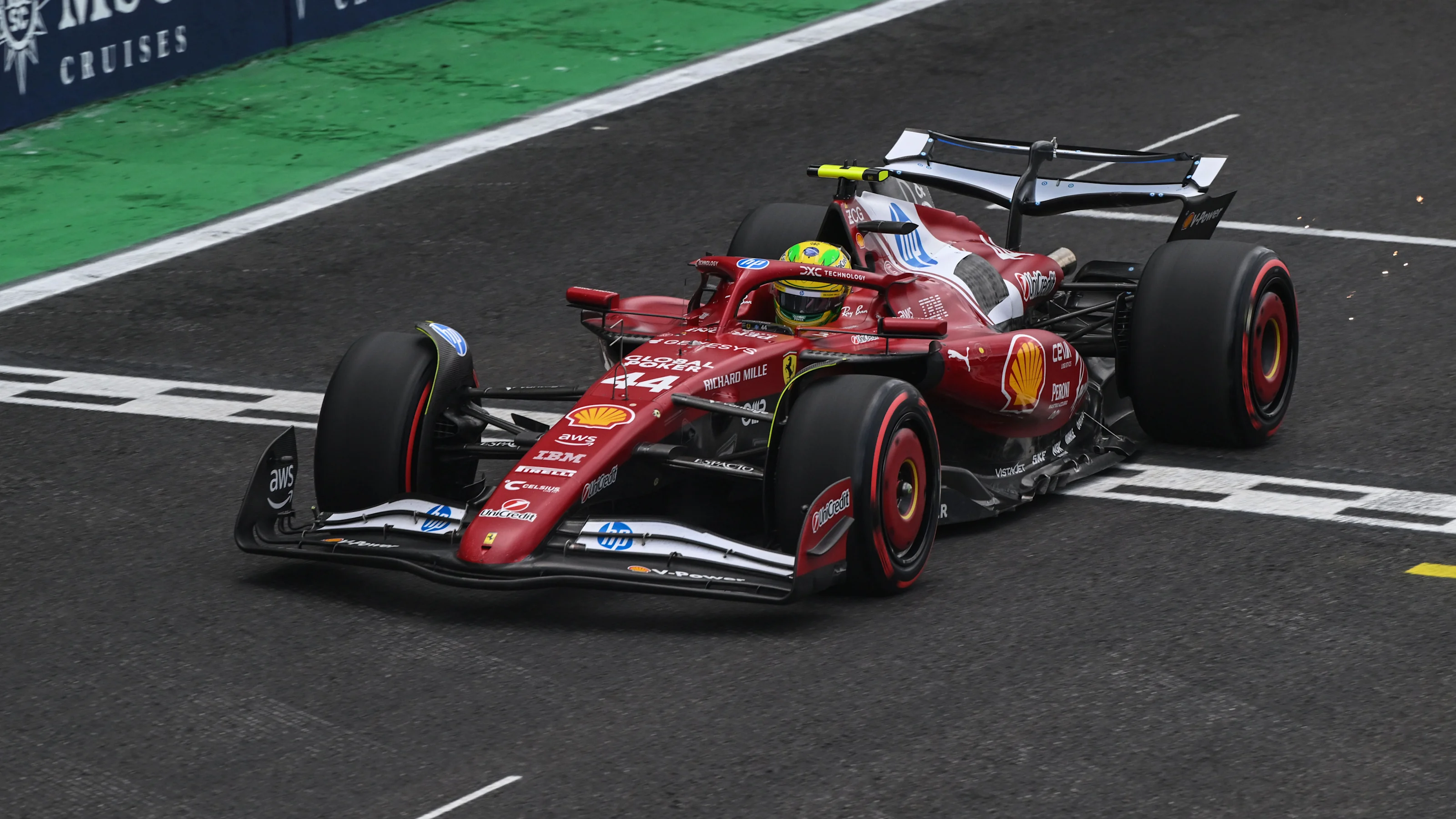 SAO PAULO, BRAZIL - NOVEMBER 08: Lewis Hamilton of Great Britain driving the (44) Scuderia Ferrari