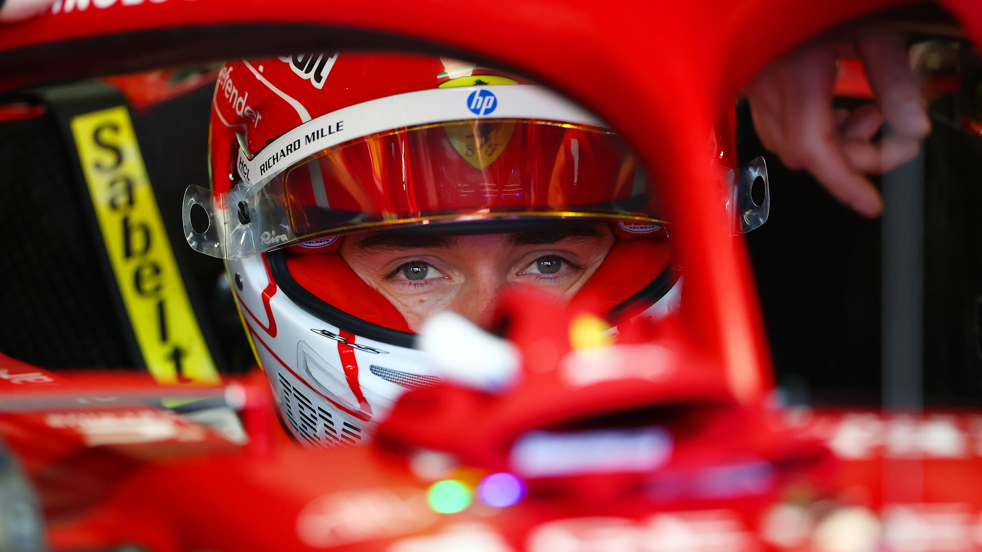 NORTHAMPTON, ENGLAND - JULY 05: Charles Leclerc of Monaco and Scuderia Ferrari prepares to drive