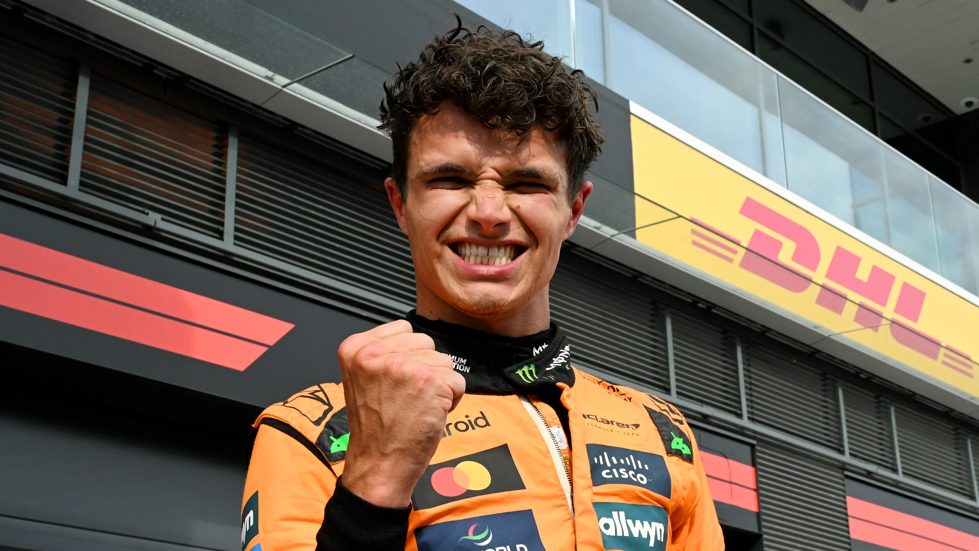 BUDAPEST, HUNGARY - AUGUST 03: Race winner Lando Norris of Great Britain and McLaren celebrates in