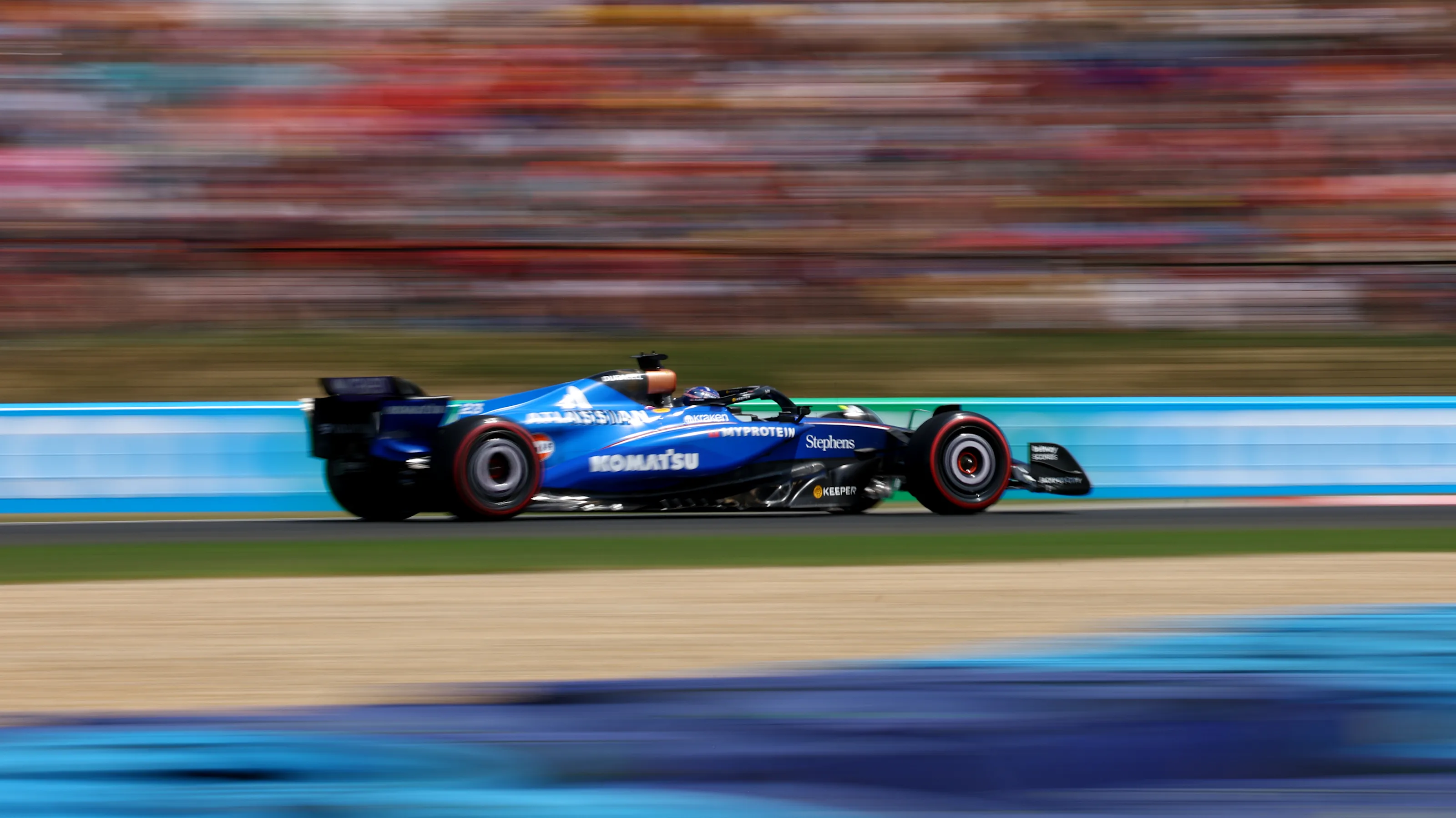 BUDAPEST, HUNGARY - AUGUST 02: Alexander Albon of Thailand driving the (23) Williams FW47 Mercedes