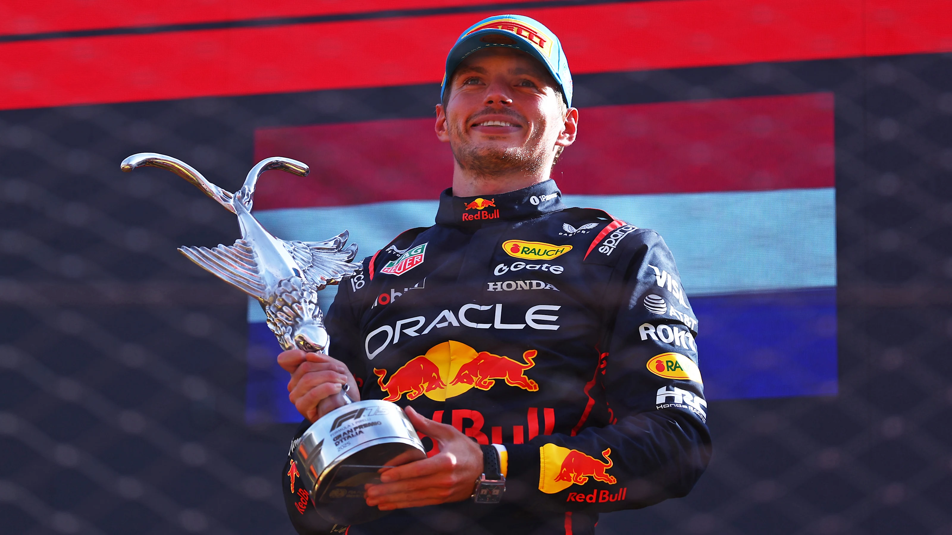 MONZA, ITALY - SEPTEMBER 07: Race winner Max Verstappen of the Netherlands and Oracle Red Bull