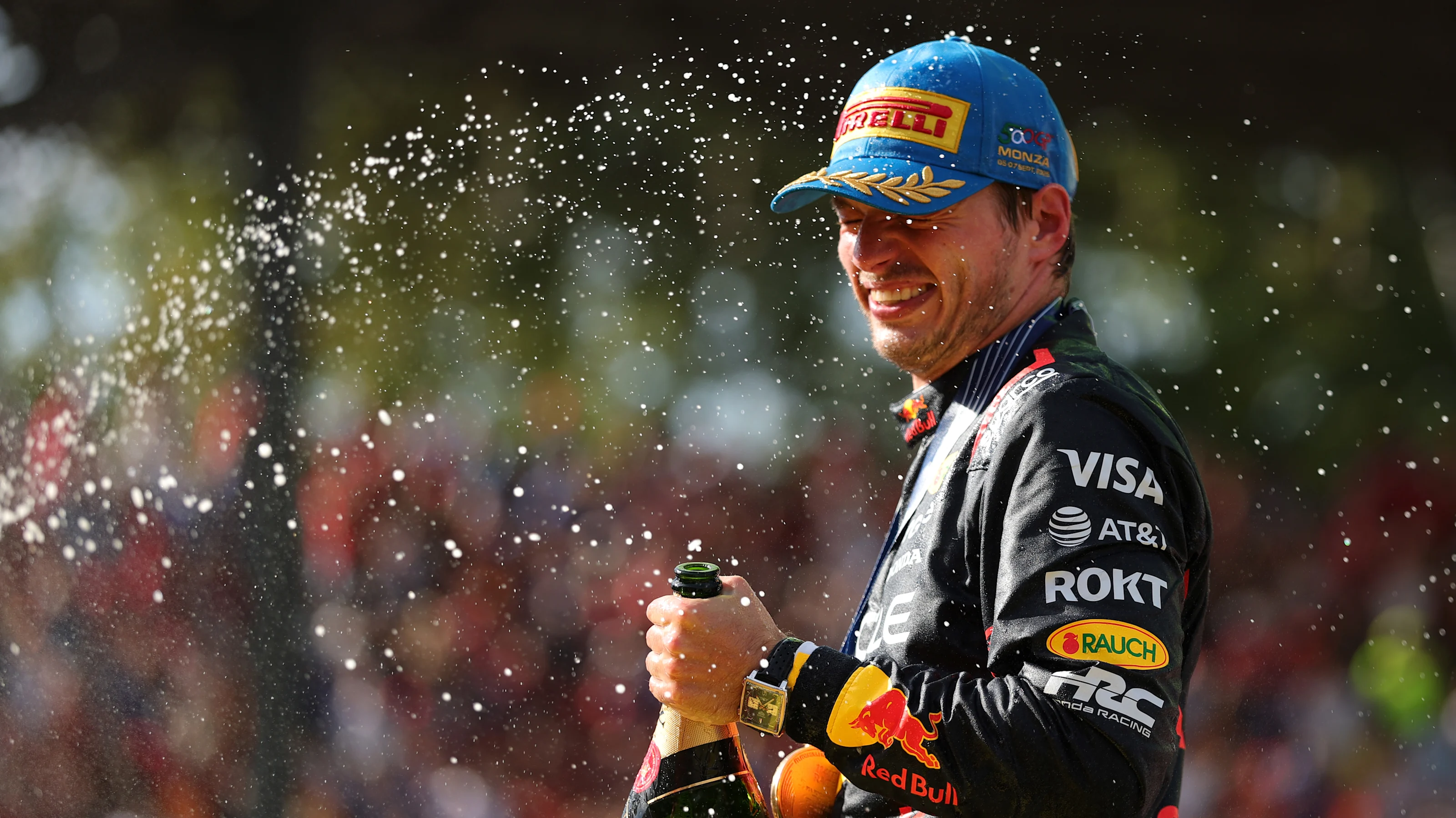 MONZA, ITALY - SEPTEMBER 07: Race winner Max Verstappen of the Netherlands and Oracle Red Bull