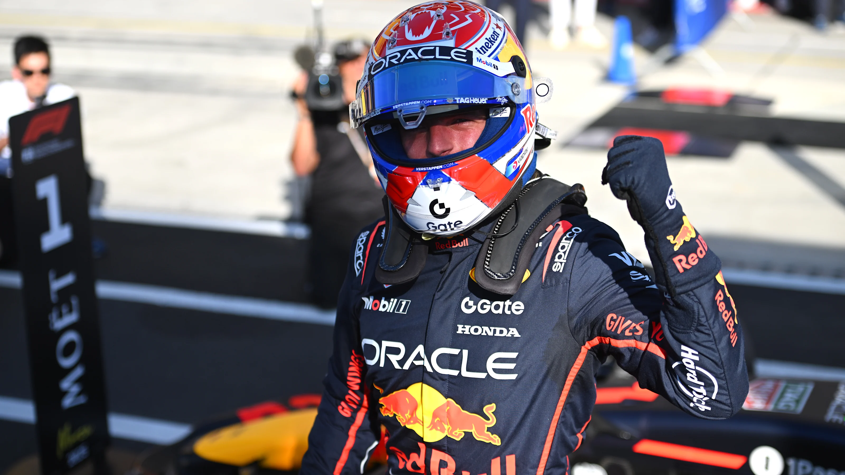 MONZA, ITALY - SEPTEMBER 06: Pole position qualifier Max Verstappen of the Netherlands and Oracle