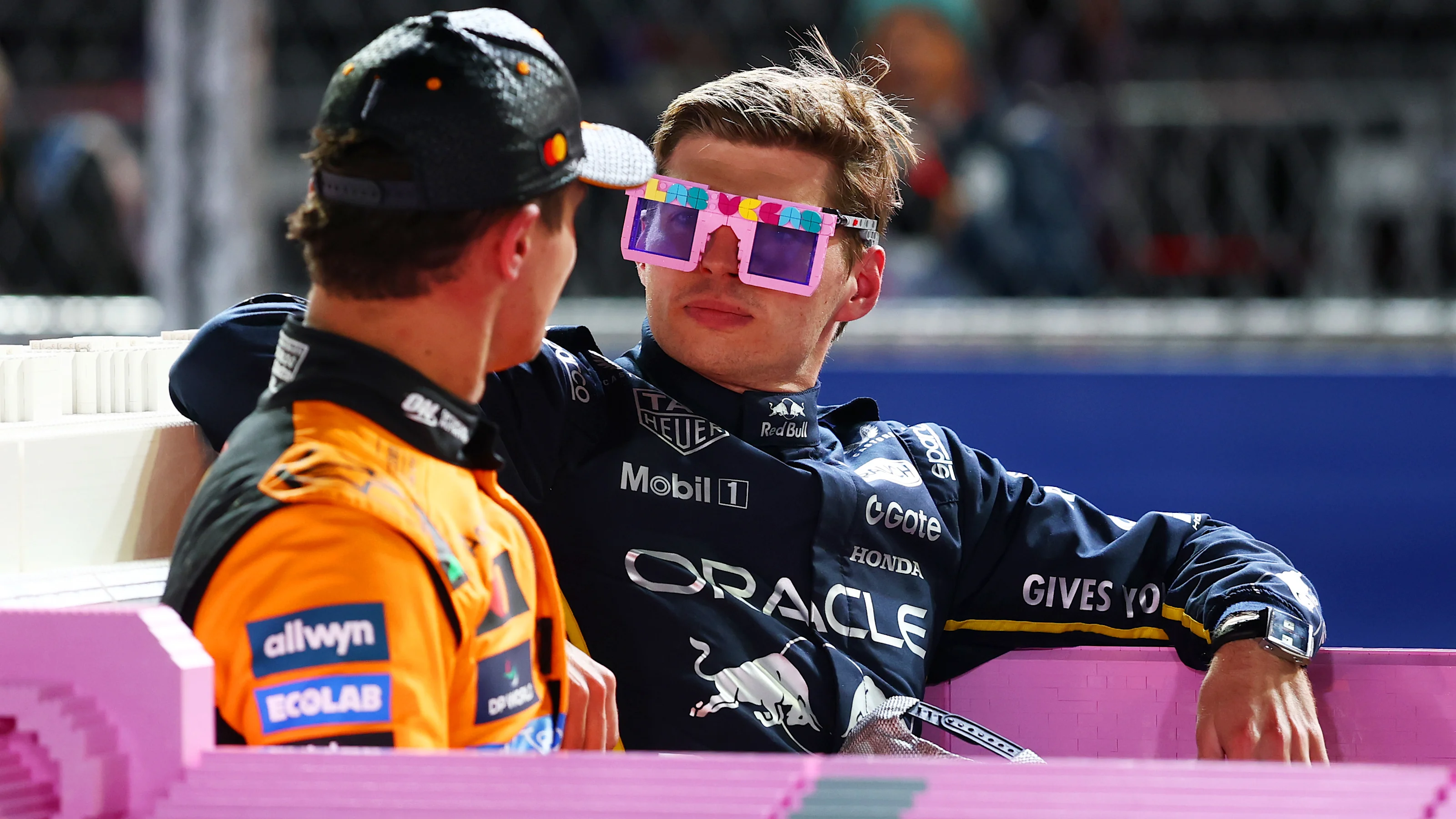 LAS VEGAS, NEVADA - NOVEMBER 22: Race winner Max Verstappen of the Netherlands and Oracle Red Bull