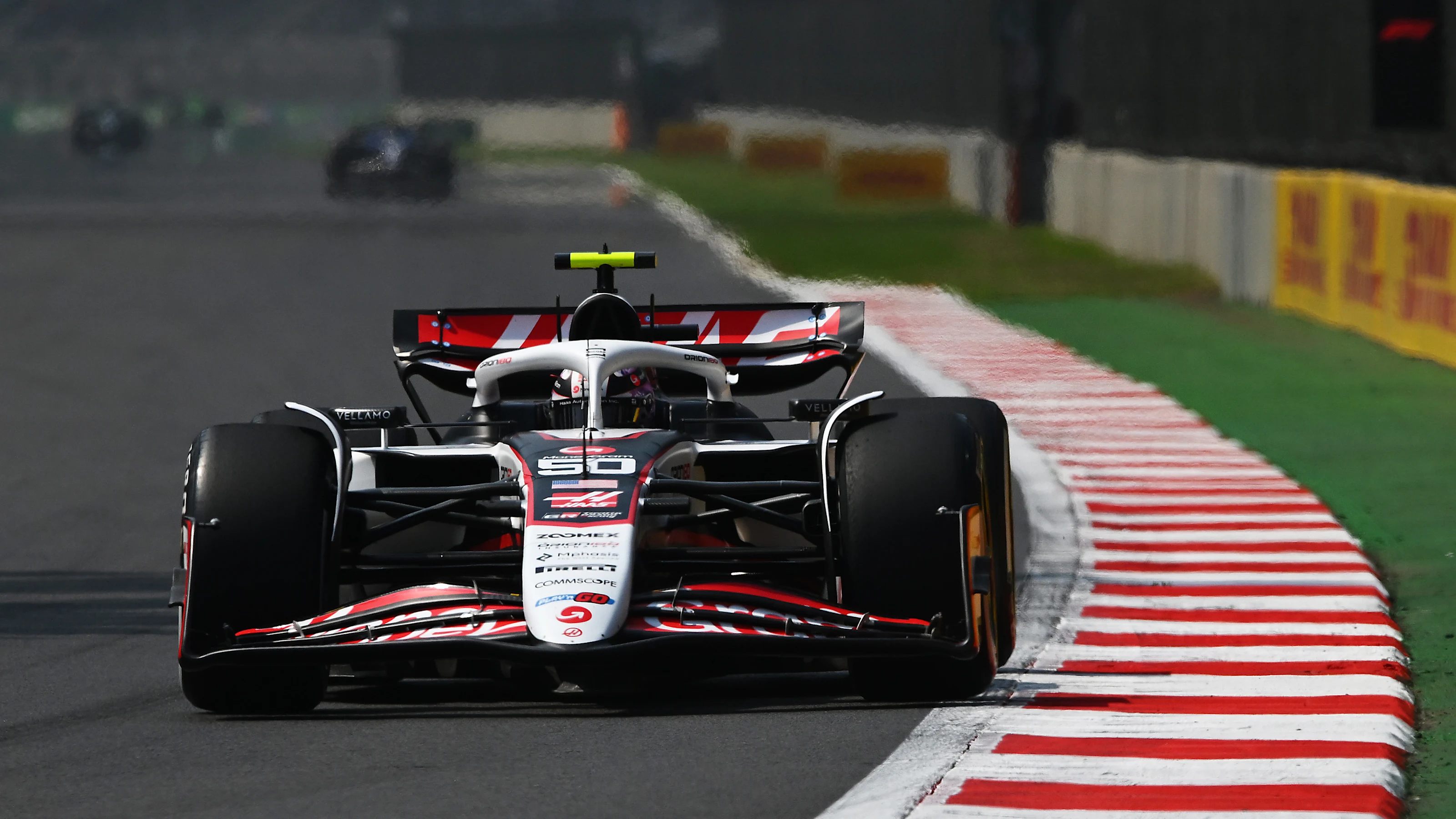 MEXICO CITY, MEXICO - OCTOBER 24: Ryo Hirakawa of Japan driving the (50) Haas F1 VF-25 Ferrari on
