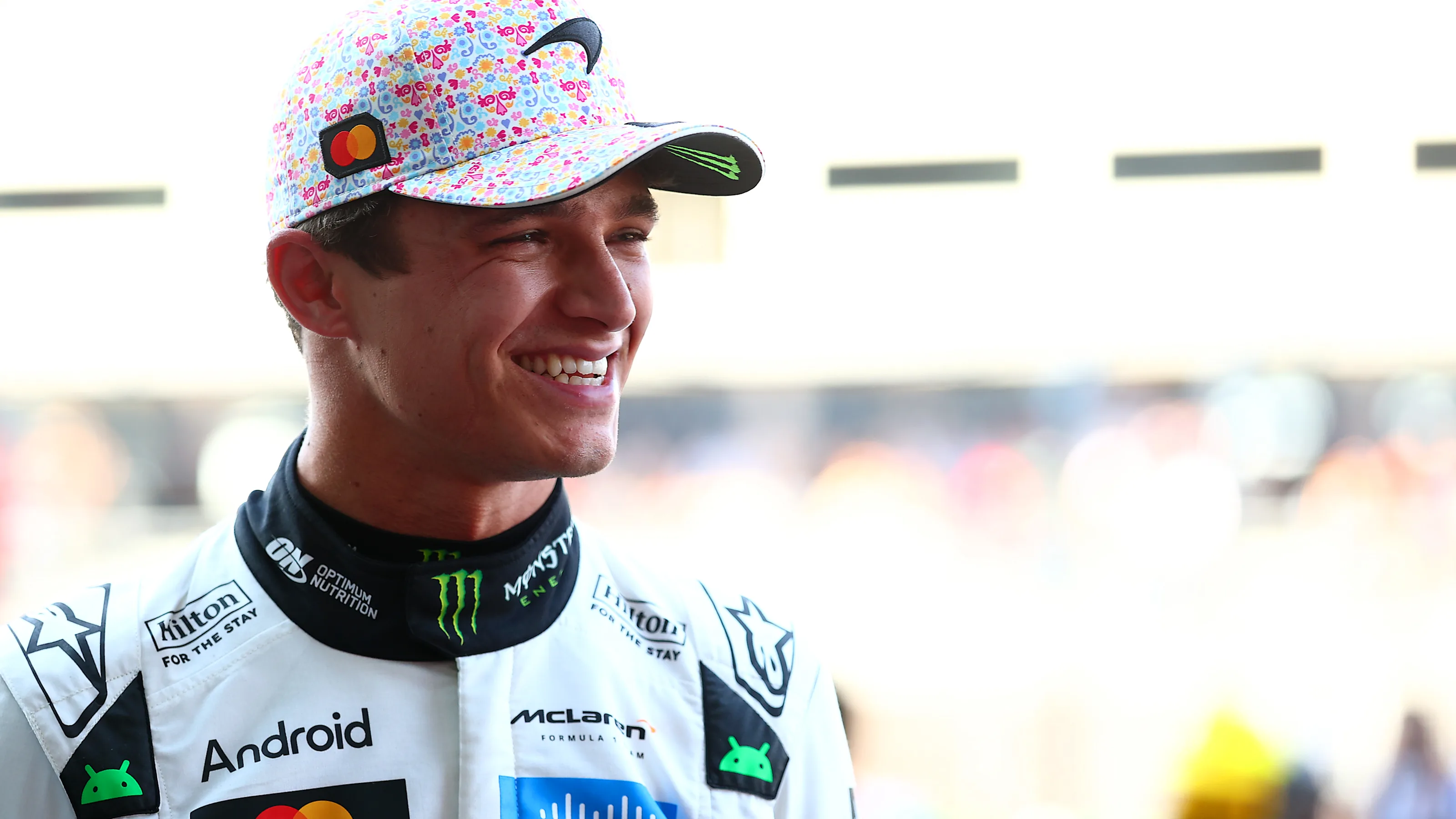 MEXICO CITY, MEXICO - OCTOBER 25: Pole position qualifier Lando Norris of Great Britain and McLaren