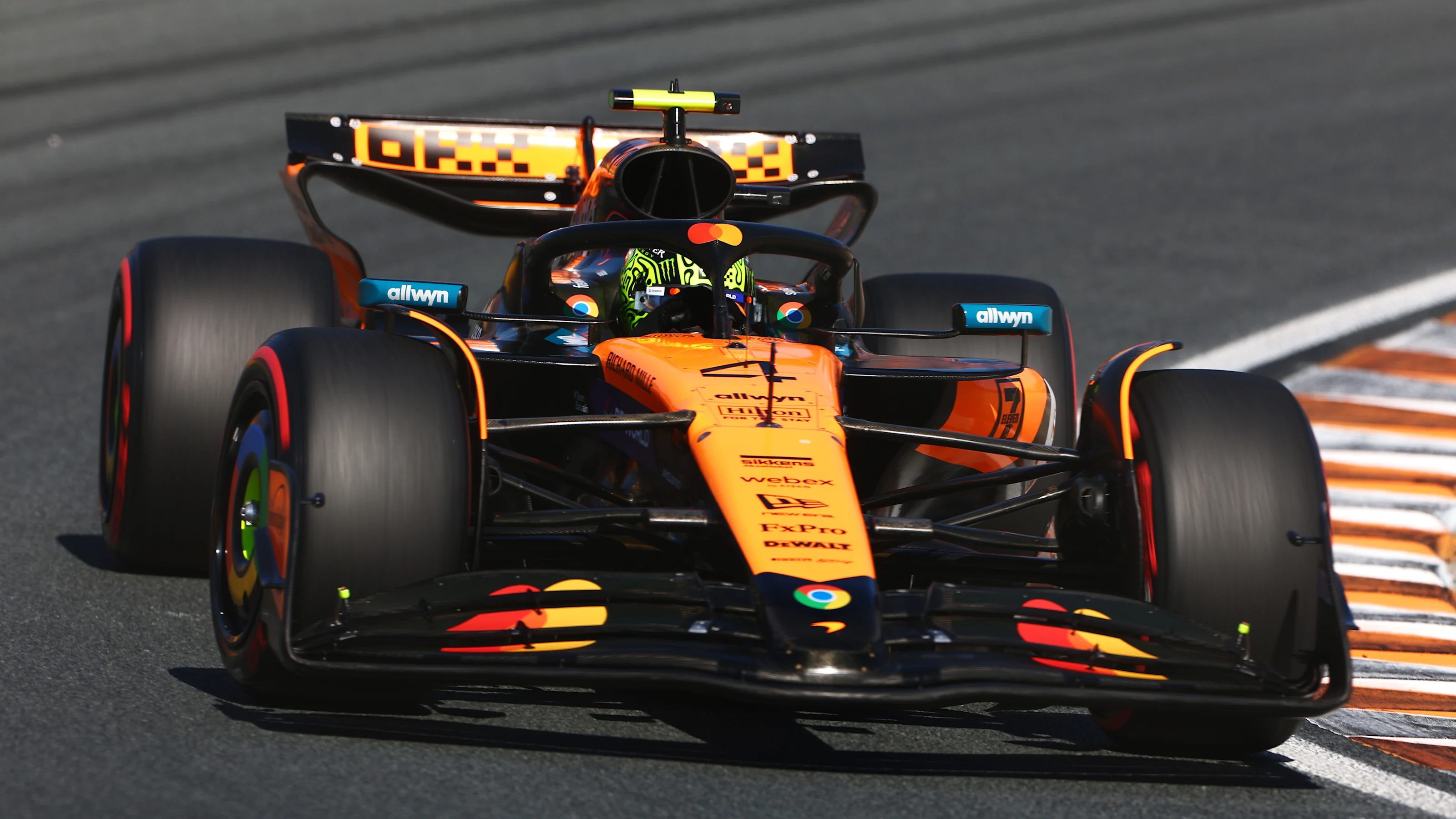 ZANDVOORT, NETHERLANDS - AUGUST 30: Lando Norris of Great Britain driving the (4) McLaren MCL39