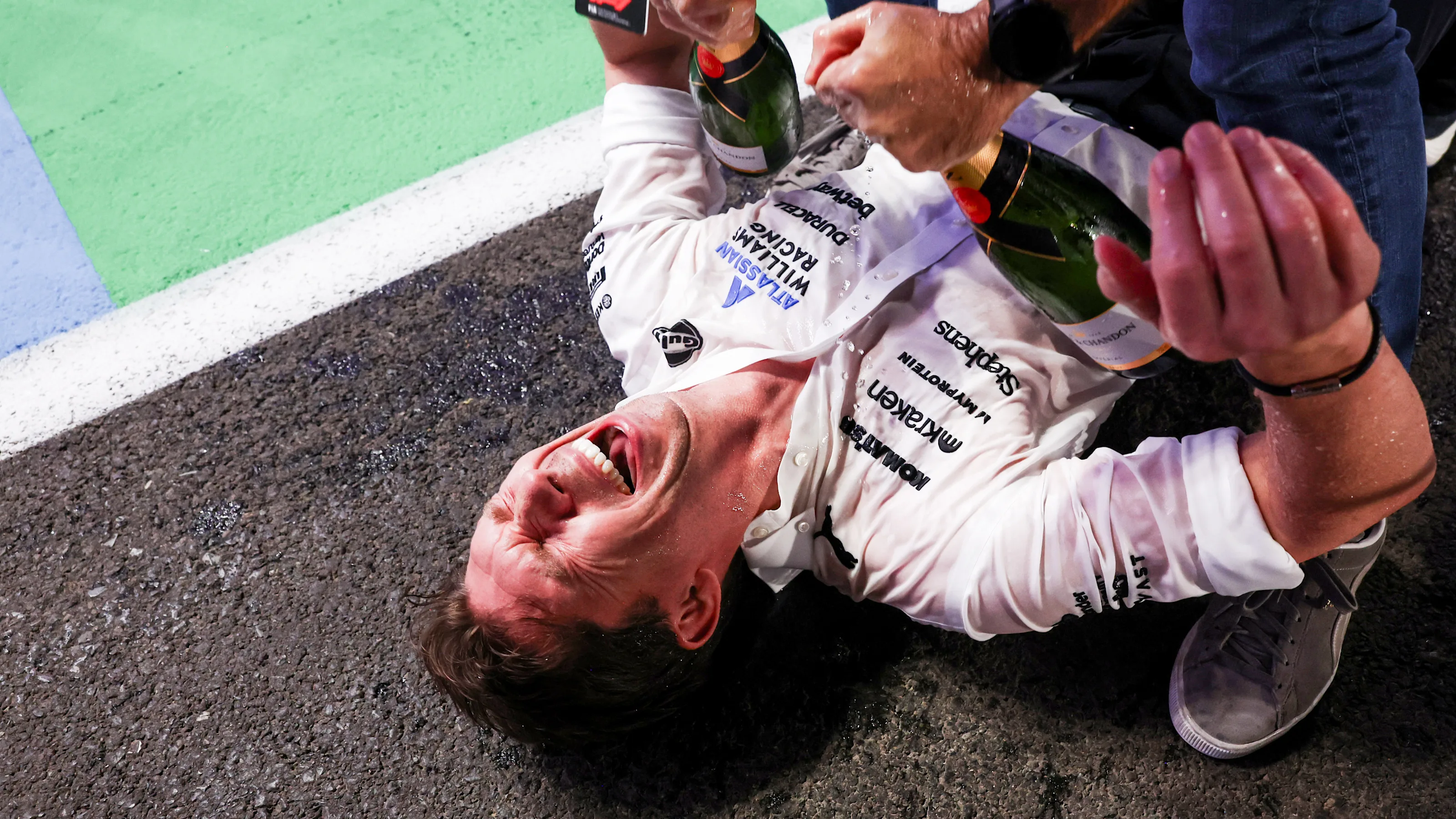 LUSAIL CITY, QATAR - NOVEMBER 30: James Vowles, Team Principal of Williams celebrates a posium