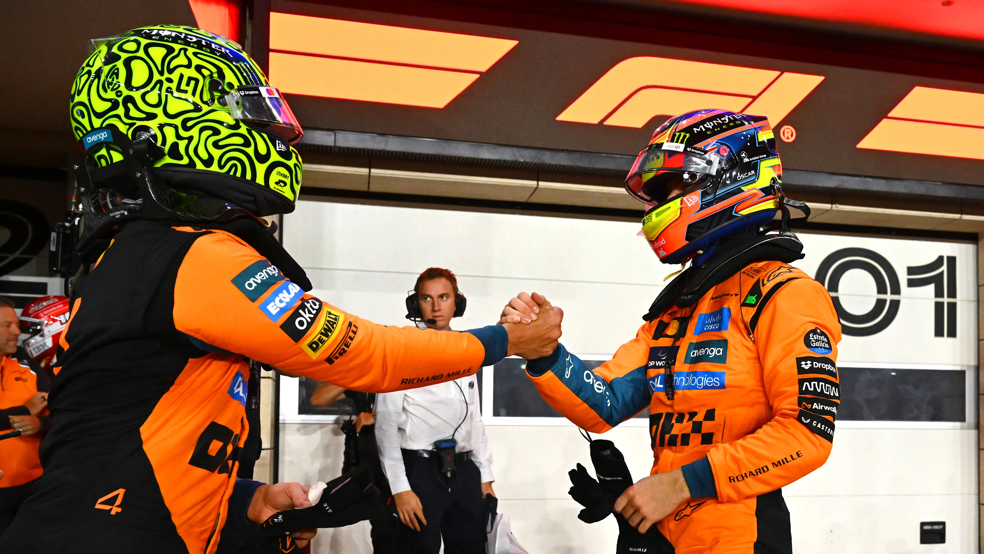 LUSAIL CITY, QATAR - NOVEMBER 28: Sprint Pole qualifier Oscar Piastri of Australia and McLaren and