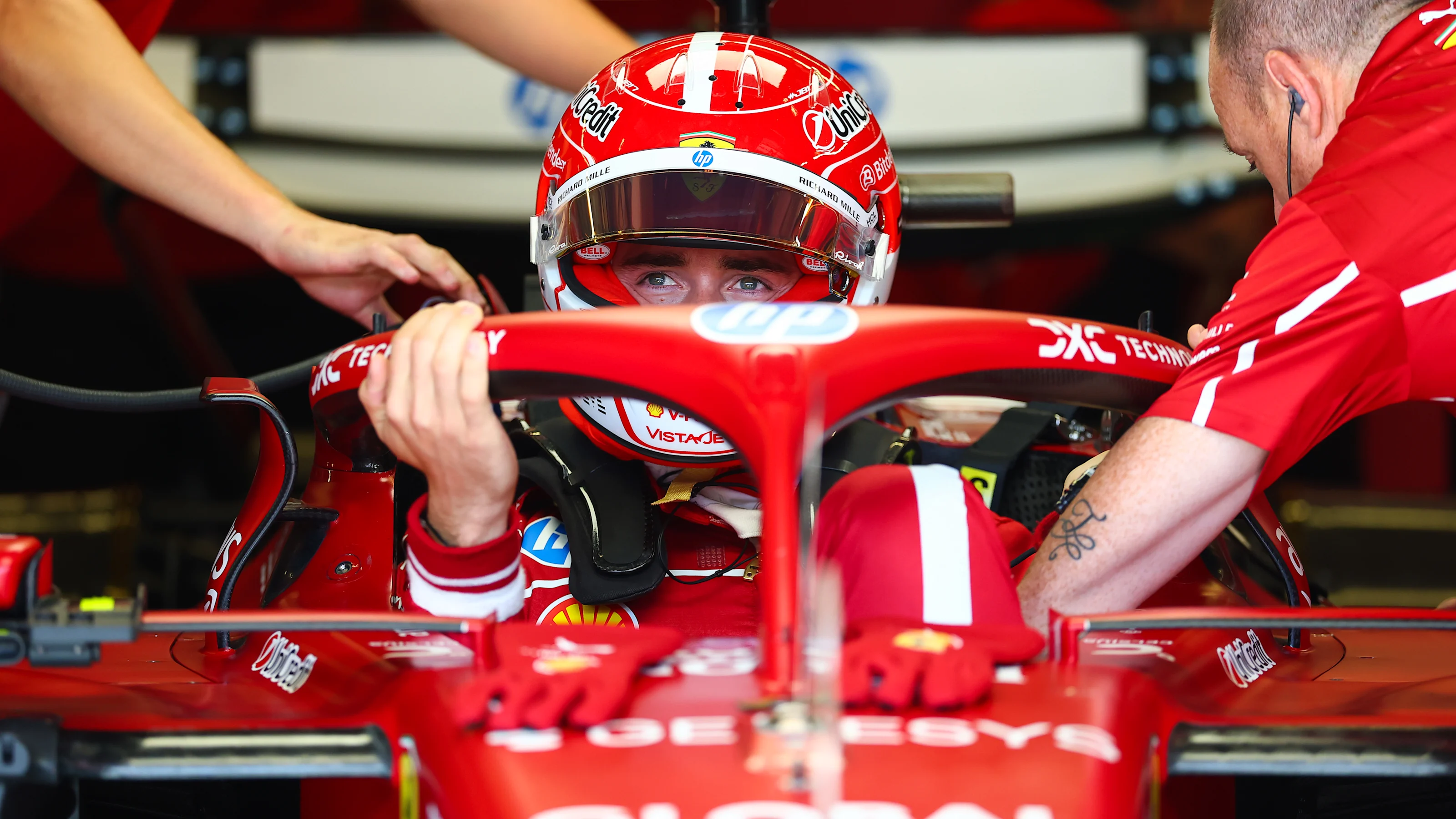 AUSTIN, TEXAS - OCTOBER 17: Charles Leclerc of Monaco and Scuderia Ferrari prepares to drive during