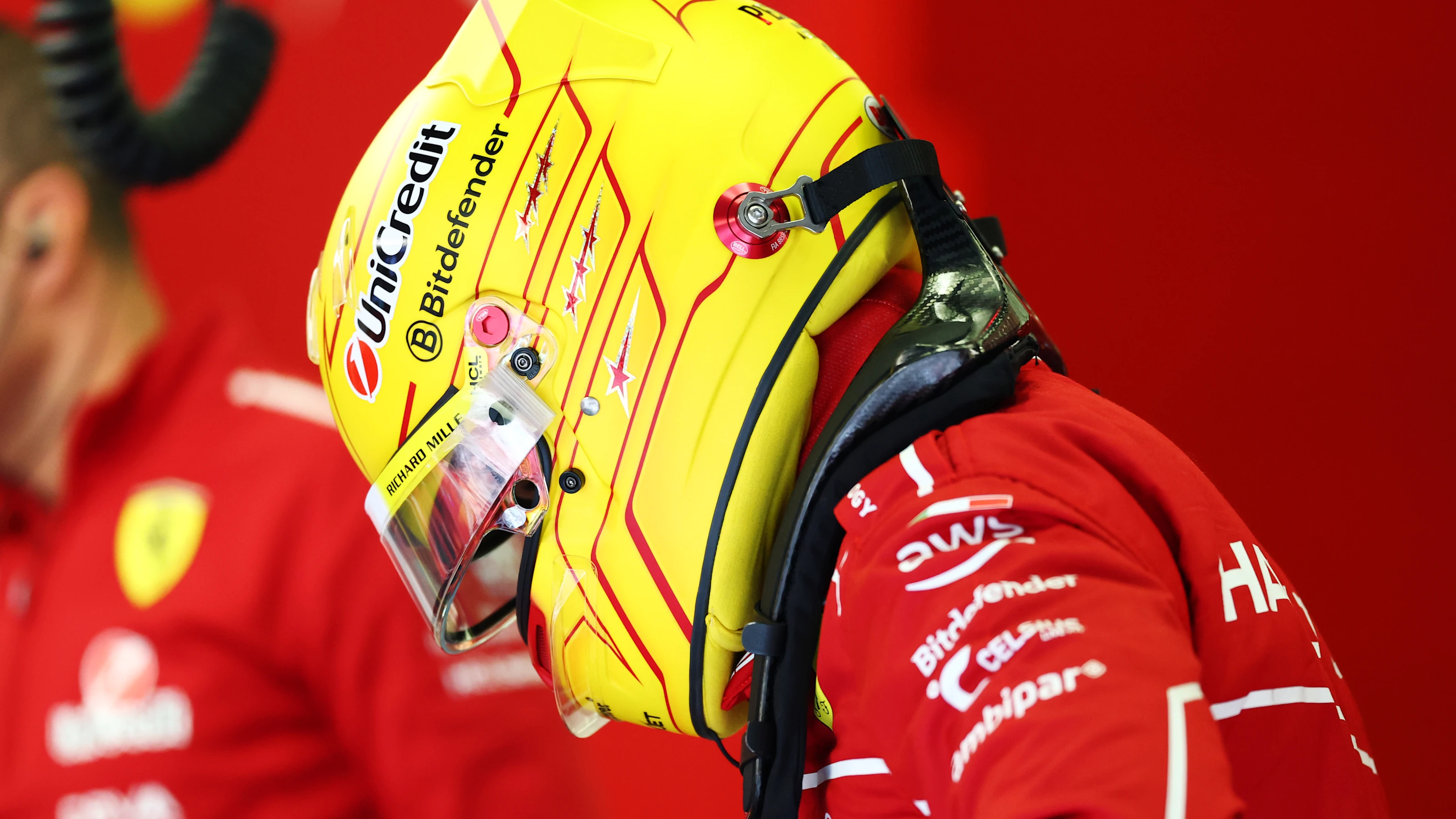 BAHRAIN, BAHRAIN - FEBRUARY 27: Lewis Hamilton of Great Britain and Scuderia Ferrari prepares to