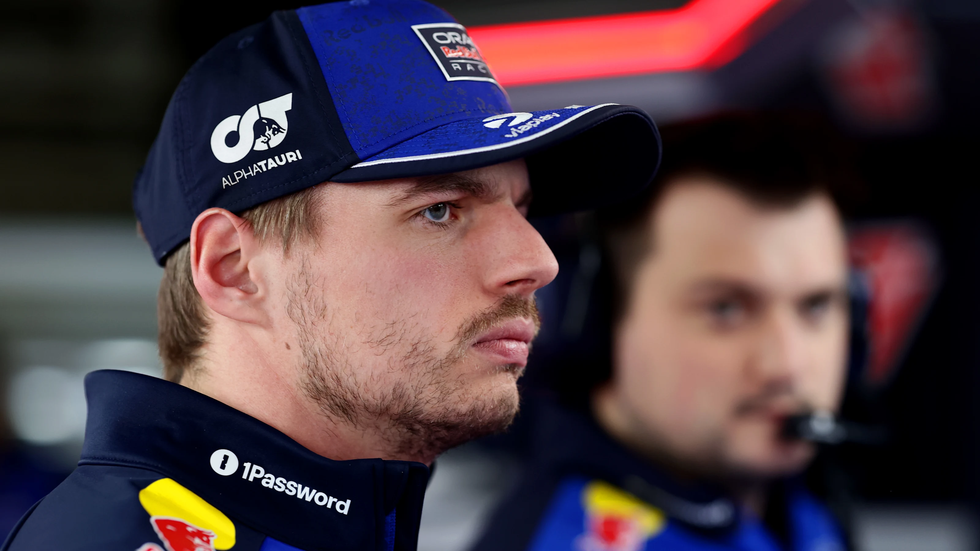 SUZUKA, JAPAN - MARCH 28: Max Verstappen of the Netherlands and Oracle Red Bull Racing looks on