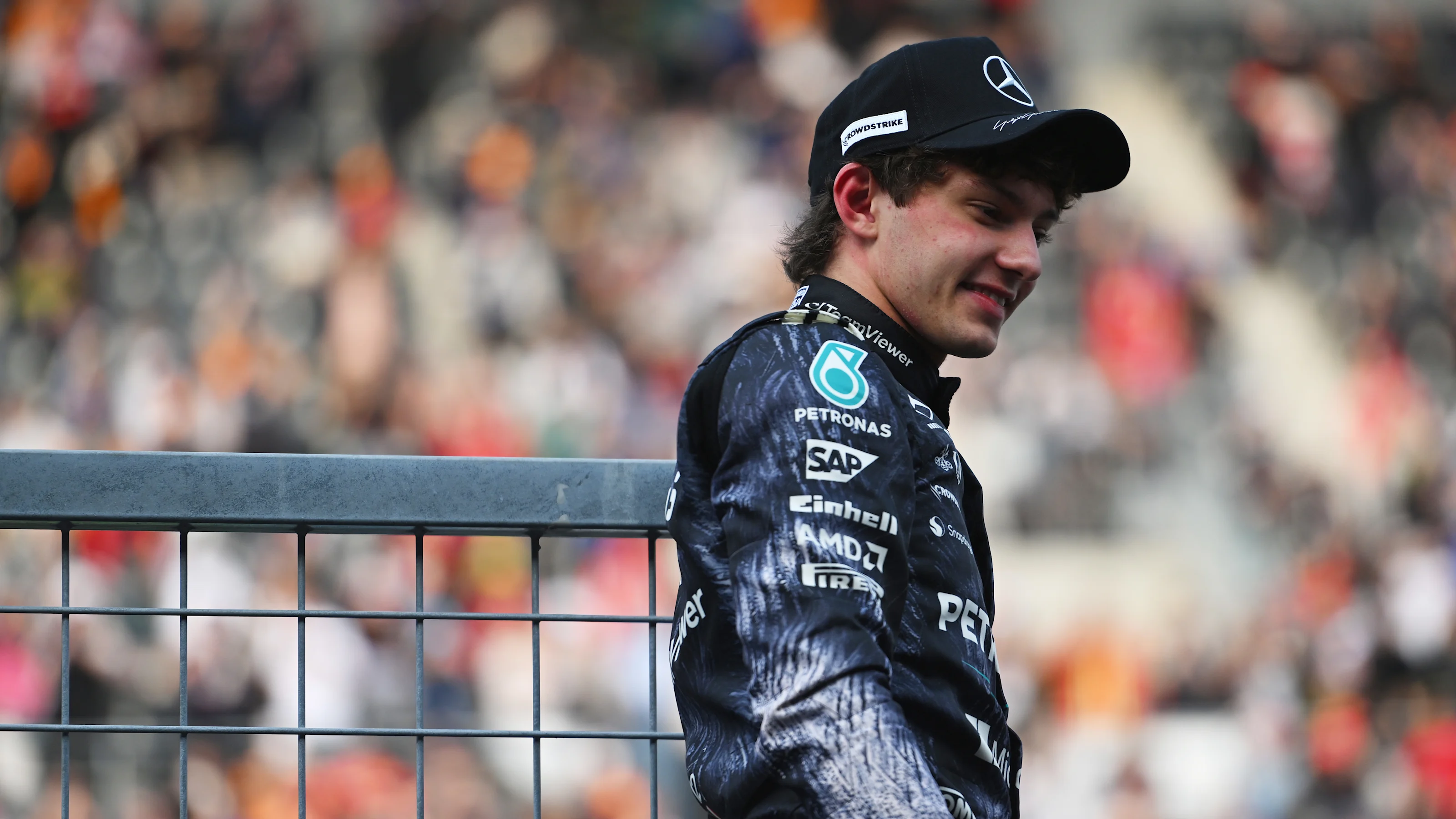 SUZUKA, JAPAN - MARCH 28: Pole position qualifier Andrea Kimi Antonelli of Italy and Mercedes AMG