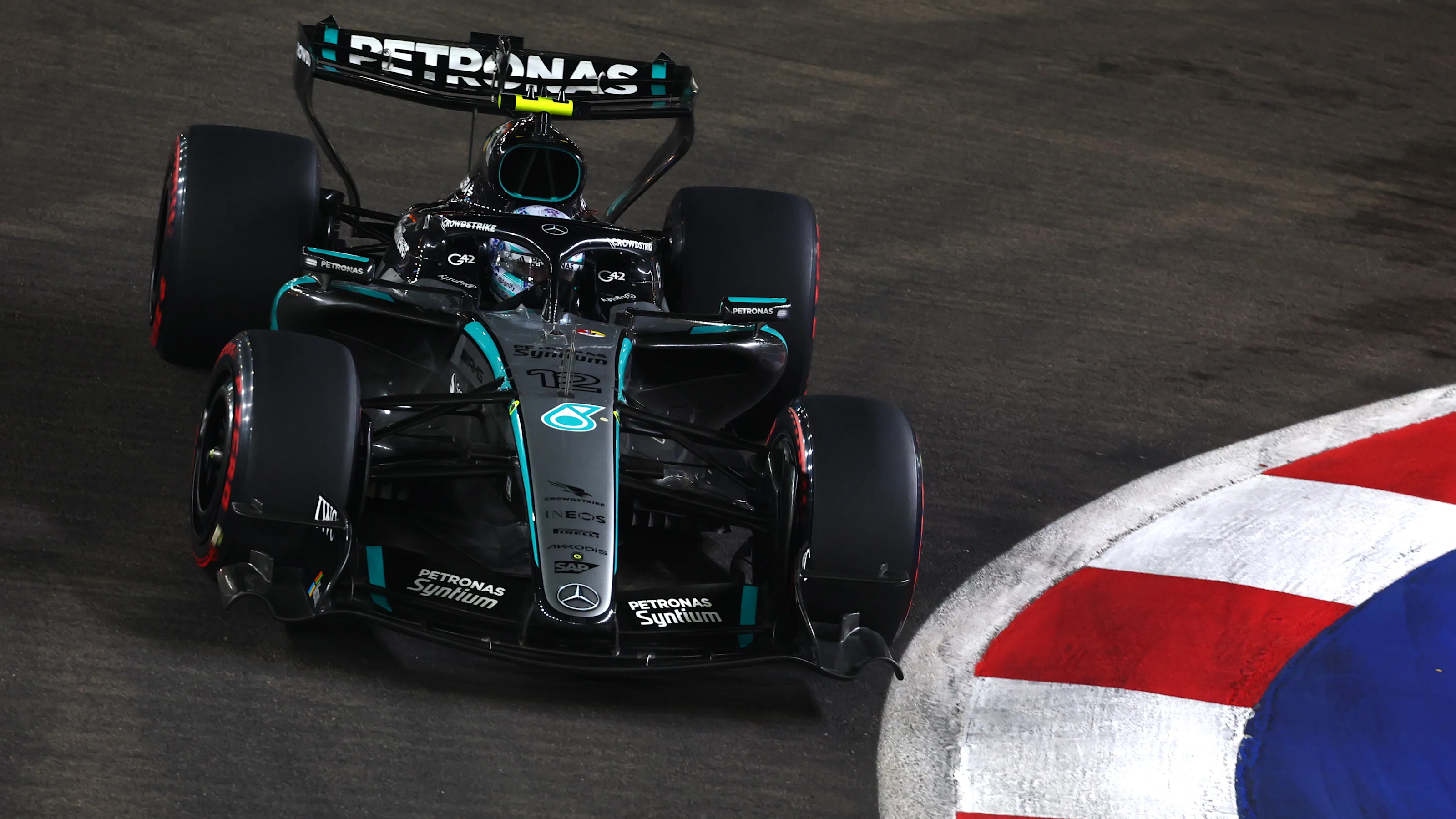 SINGAPORE, SINGAPORE - OCTOBER 10: Andrea Kimi Antonelli of Italy driving the (12) Mercedes AMG