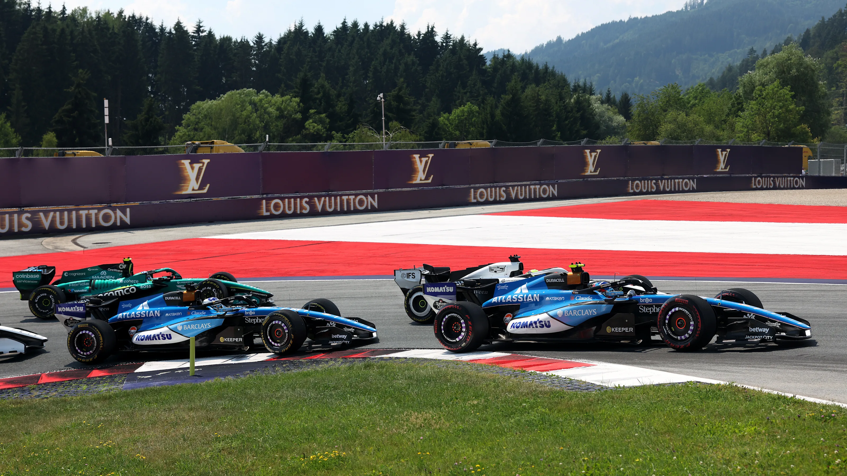 SPIELBERG, AUSTRIA - JUNE 28: Carlos Sainz of Spain driving the (55) Williams FW48 Mercedes leads