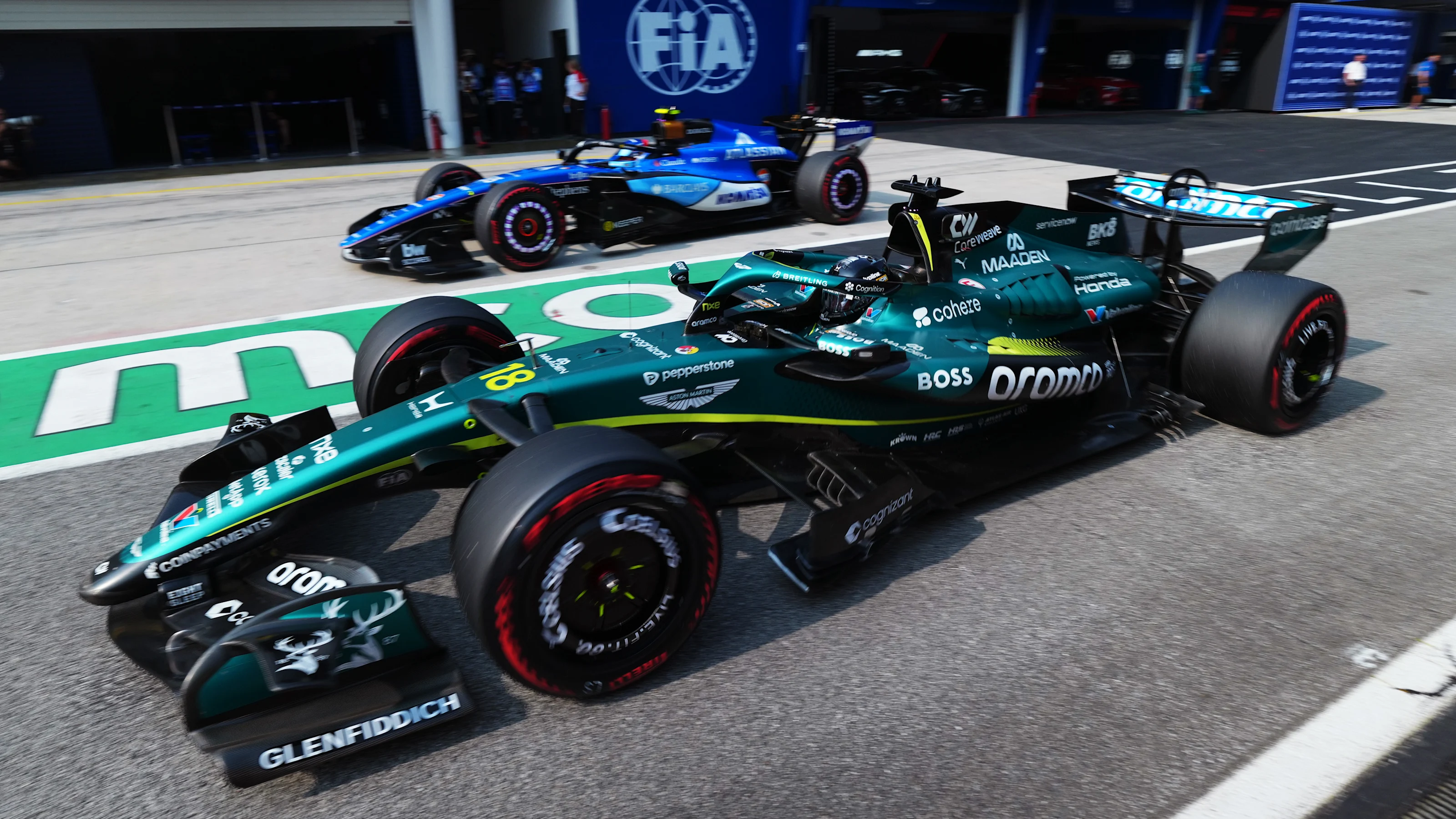 KUALA LUMPUR, MALAYSIA - OCTOBER 03: Lance Stroll of Canada driving the (18) Aston Martin F1 Team