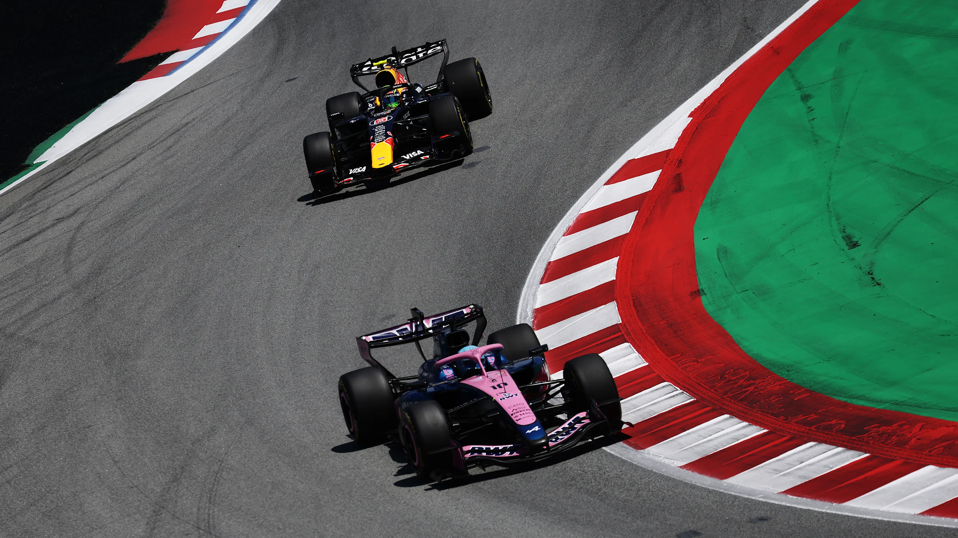 BARCELONA, SPAIN - JUNE 14: Pierre Gasly of France driving the (10) Alpine F1 A526 Mercedes leads