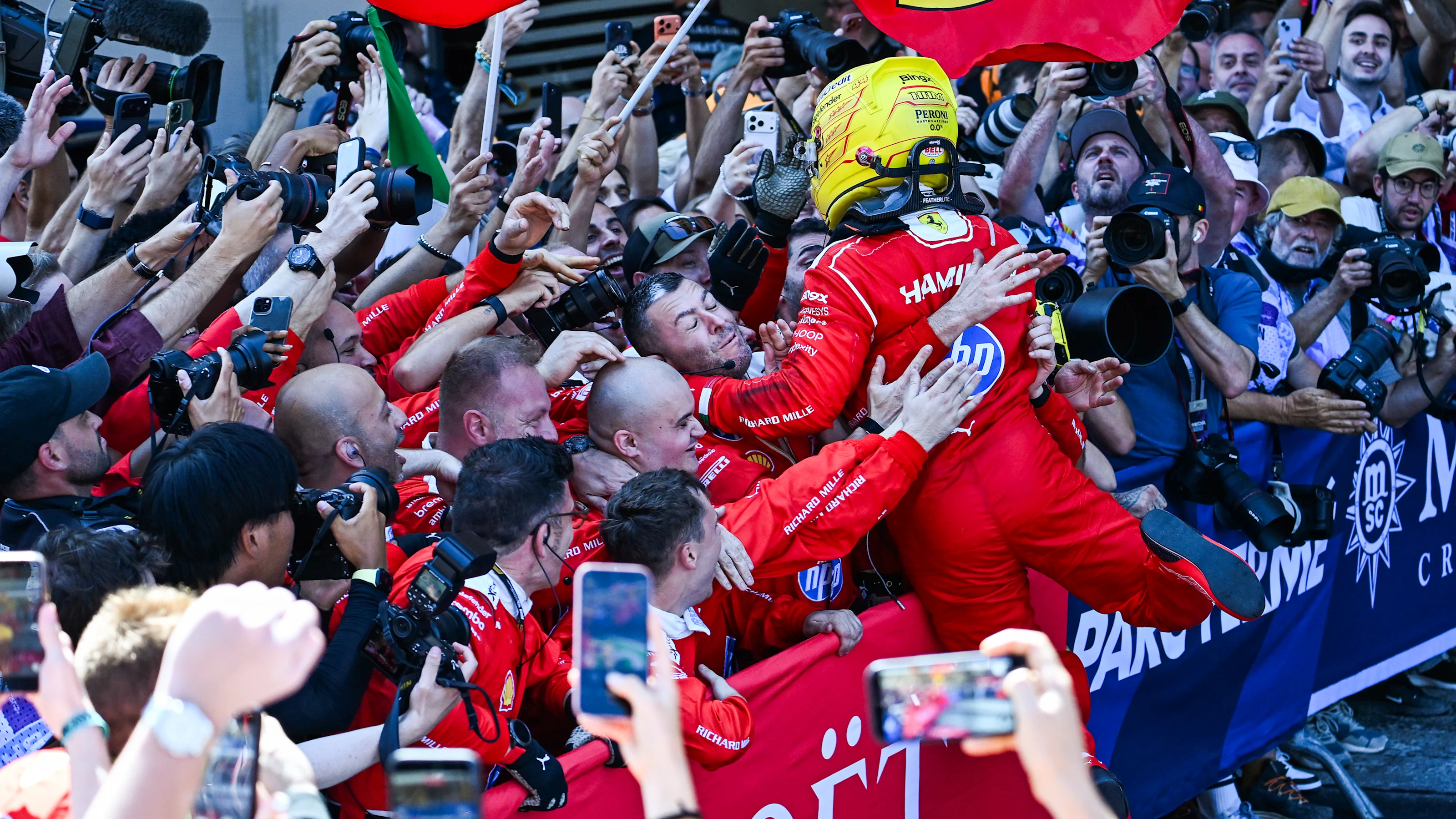 BARCELONA, SPAIN - JUNE 14: Race winner Lewis Hamilton of Great Britain and Scuderia Ferrari