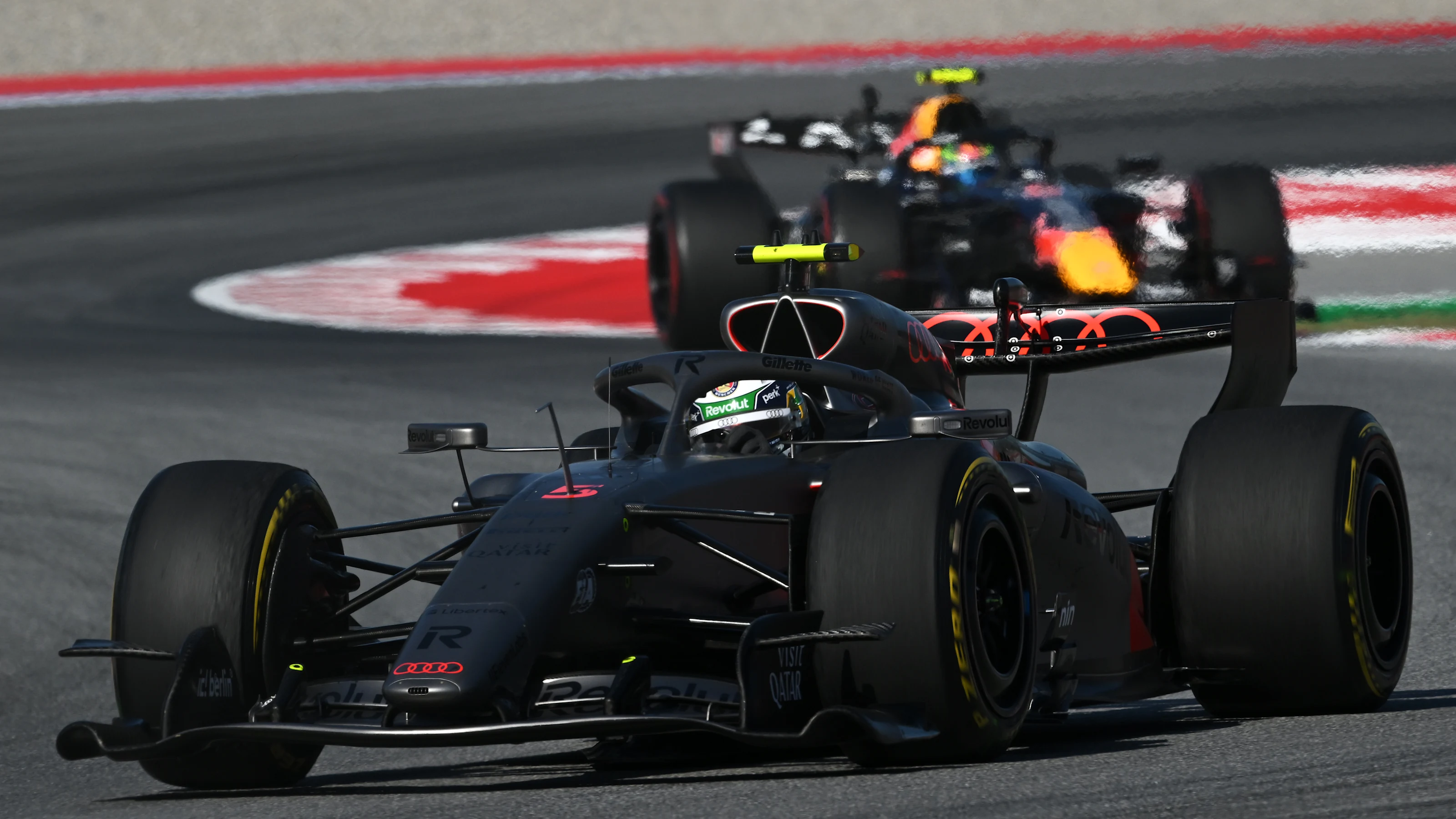 BARCELONA, SPAIN - JUNE 12: Gabriel Bortoleto of Brazil driving the (5) Audi F1 Team R26 on track