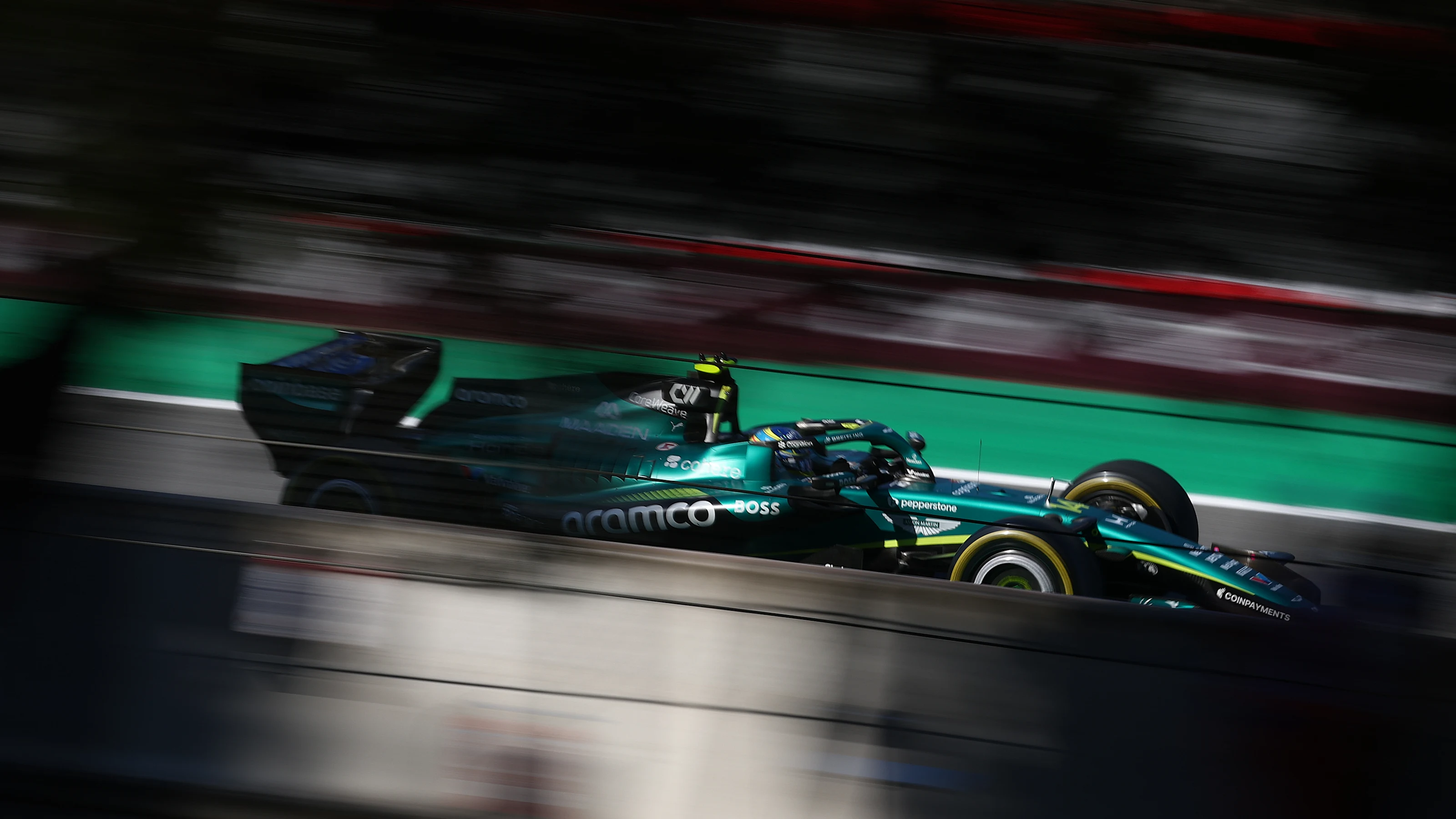 BARCELONA, SPAIN - JUNE 12: Fernando Alonso of Spain driving the (14) Aston Martin F1 Team AMR26