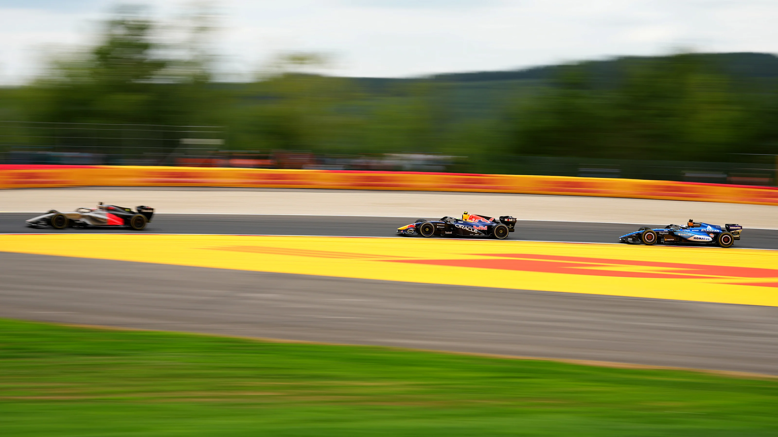 SPA, BELGIUM - JULY 19: Nico Hulkenberg of Germany driving the (27) Audi F1 Team R26 leads Isack