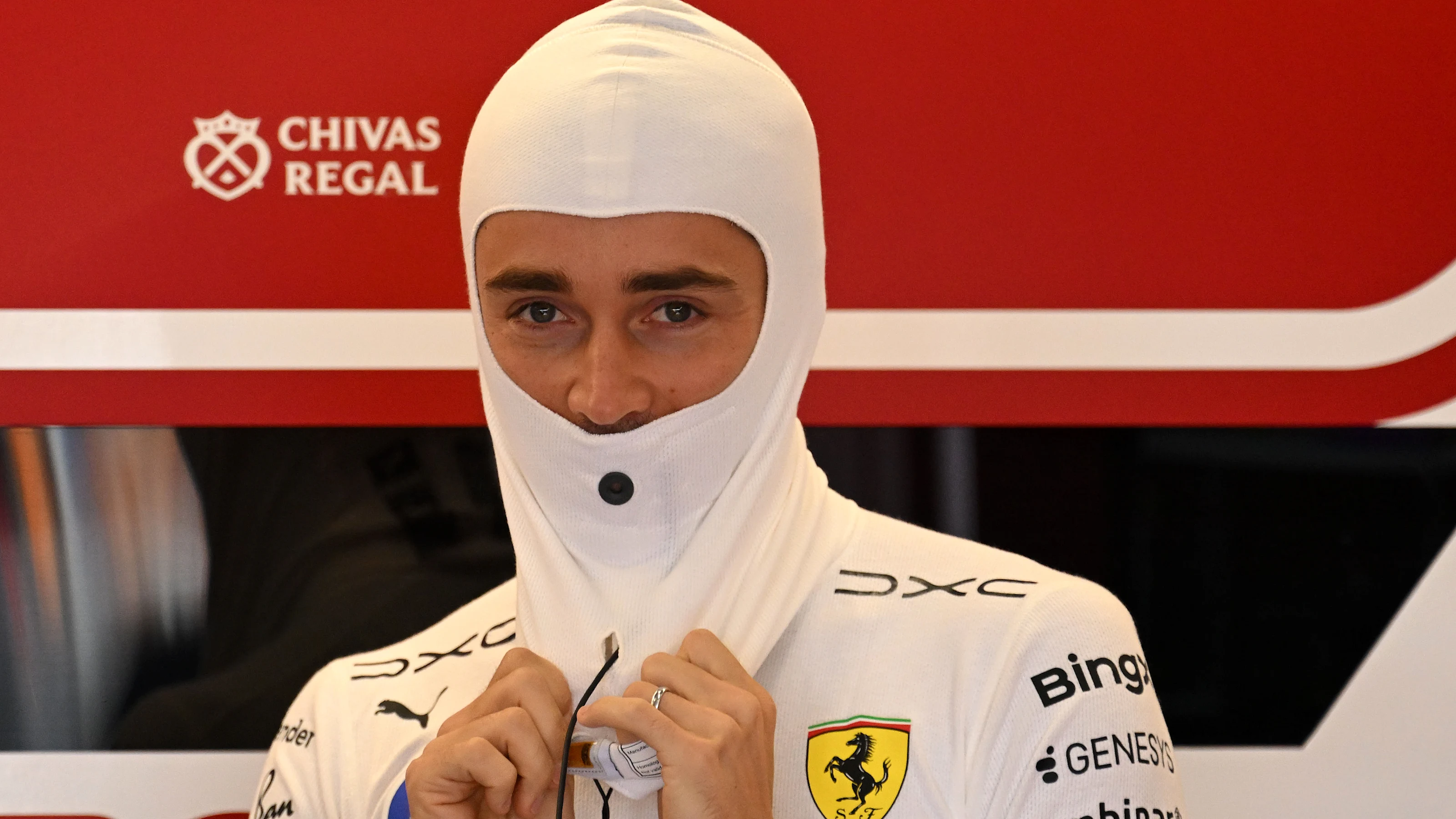 NORTHAMPTON, ENGLAND - JULY 04: Charles Leclerc of Monaco and Scuderia Ferrari prepares to drive in