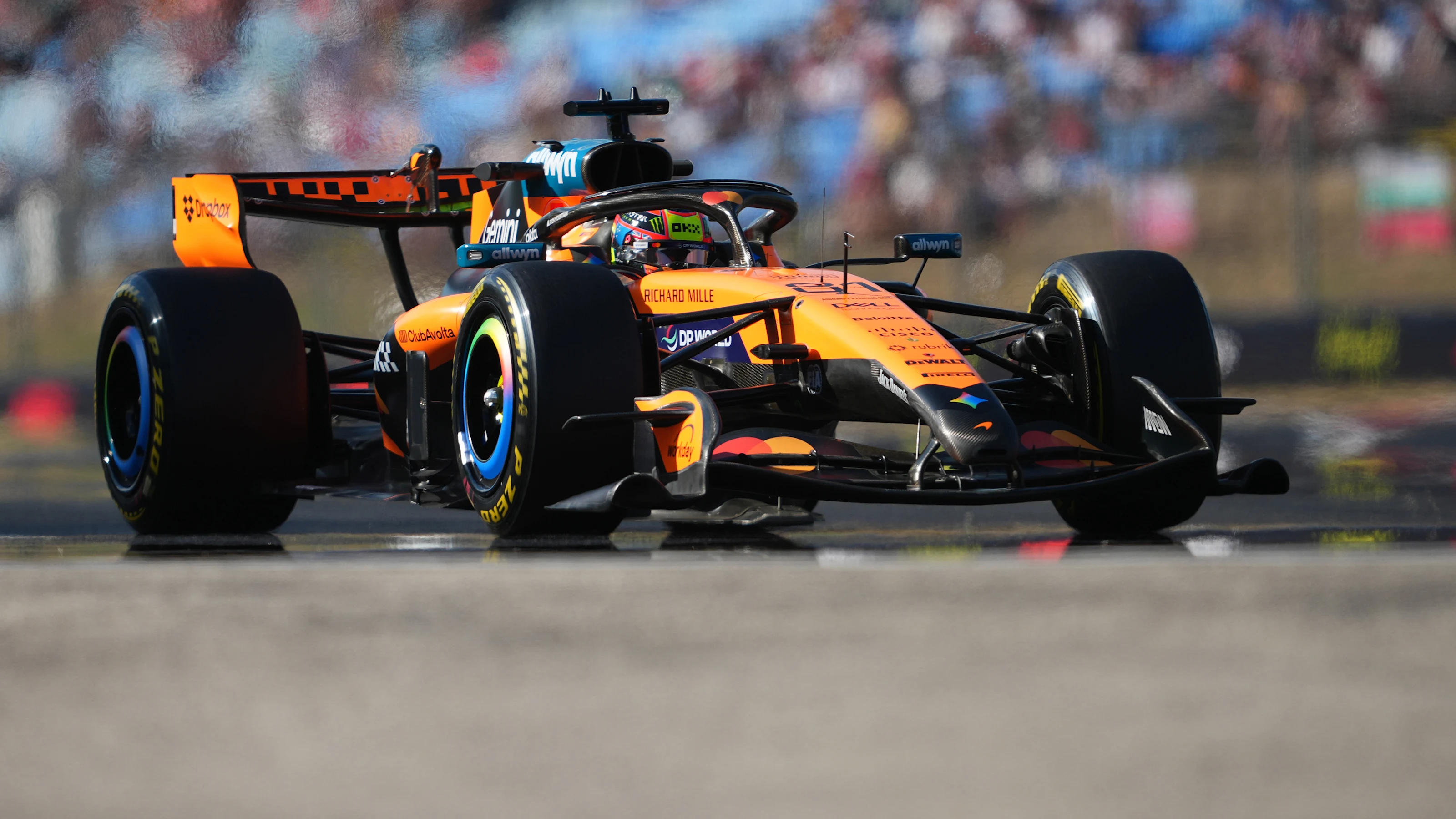 BUDAPEST, HUNGARY - JULY 24: Oscar Piastri of Australia driving the (81) McLaren MCL40 Mercedes on