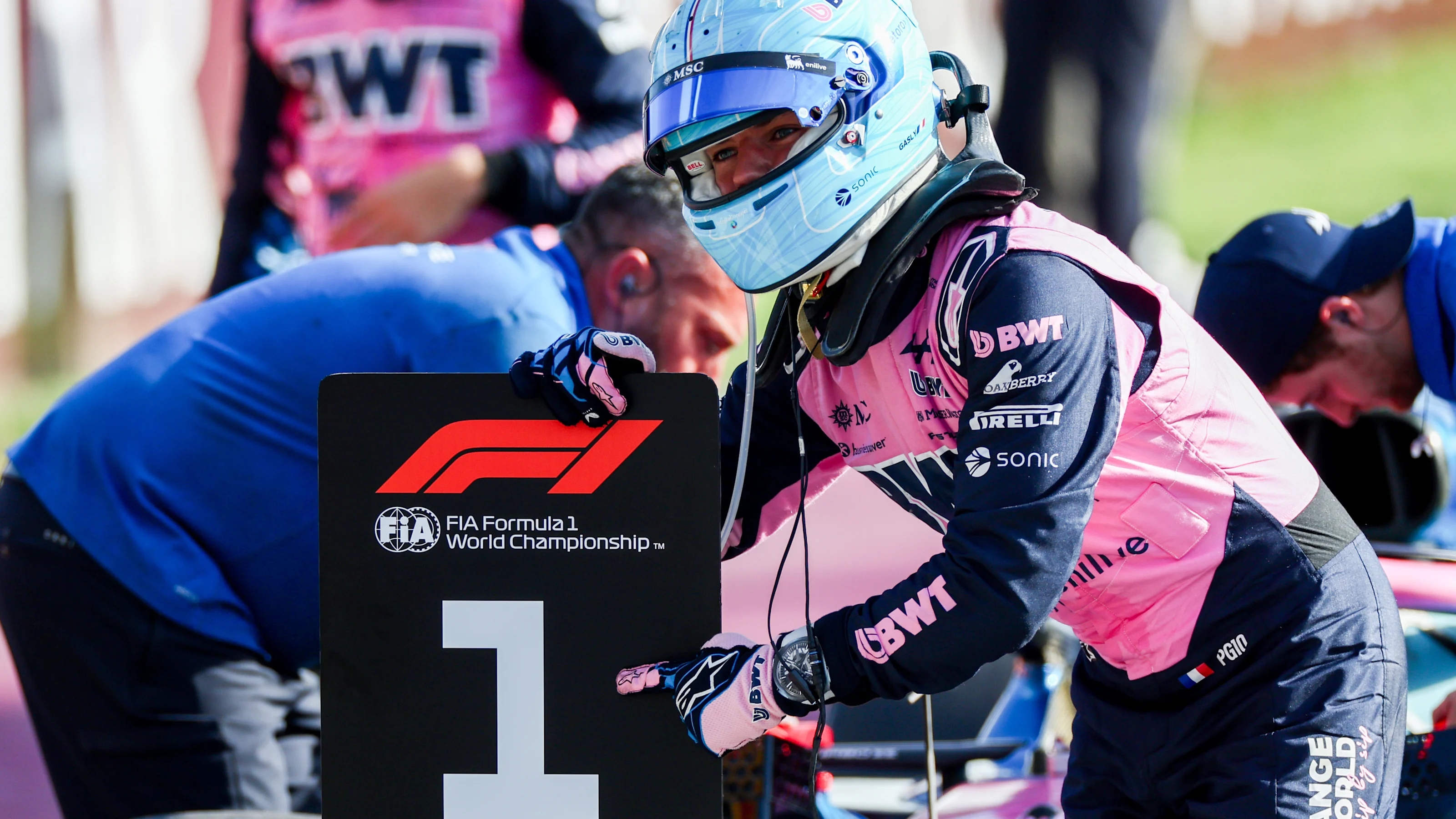 MONZA, ITALY - SEPTEMBER 05: Pole position qualifier Pierre Gasly of France and Alpine F1