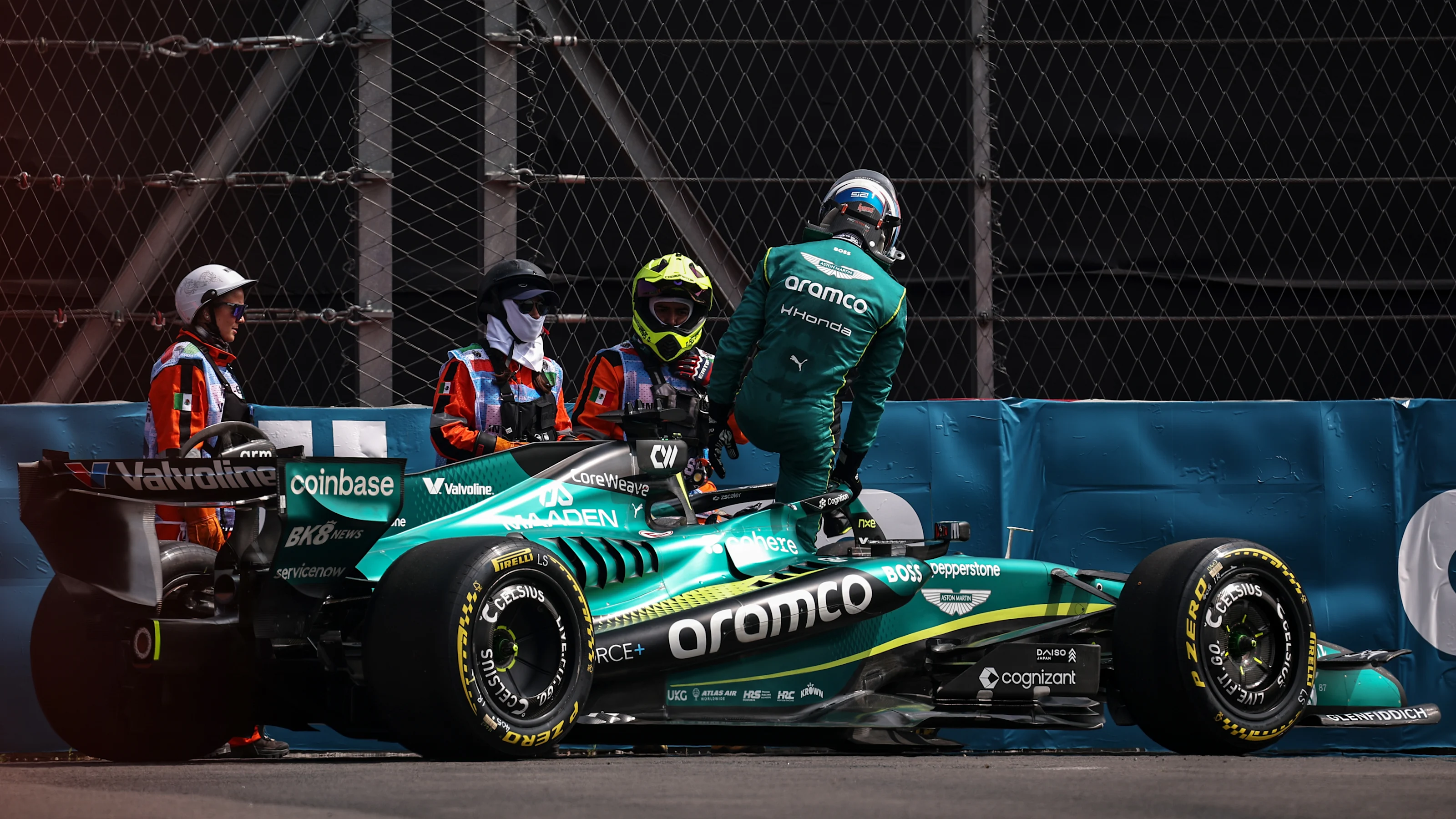 MEXICO CITY, MEXICO - OCTOBER 30: Jak Crawford of United States and Aston Martin F1 Team climbs out