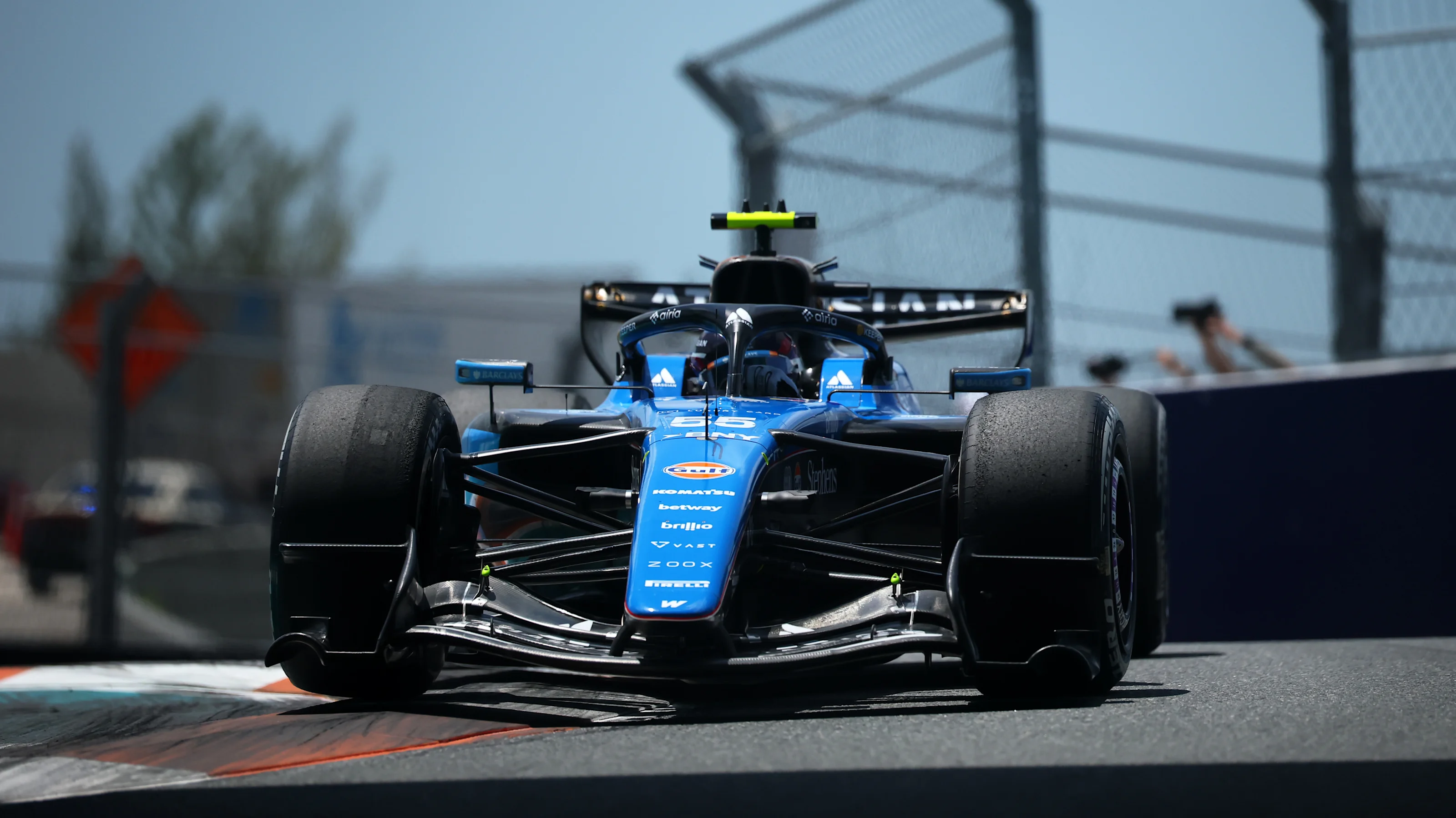 MIAMI, FLORIDA - MAY 01: Carlos Sainz of Spain driving the (55) Williams FW48 Mercedes on track