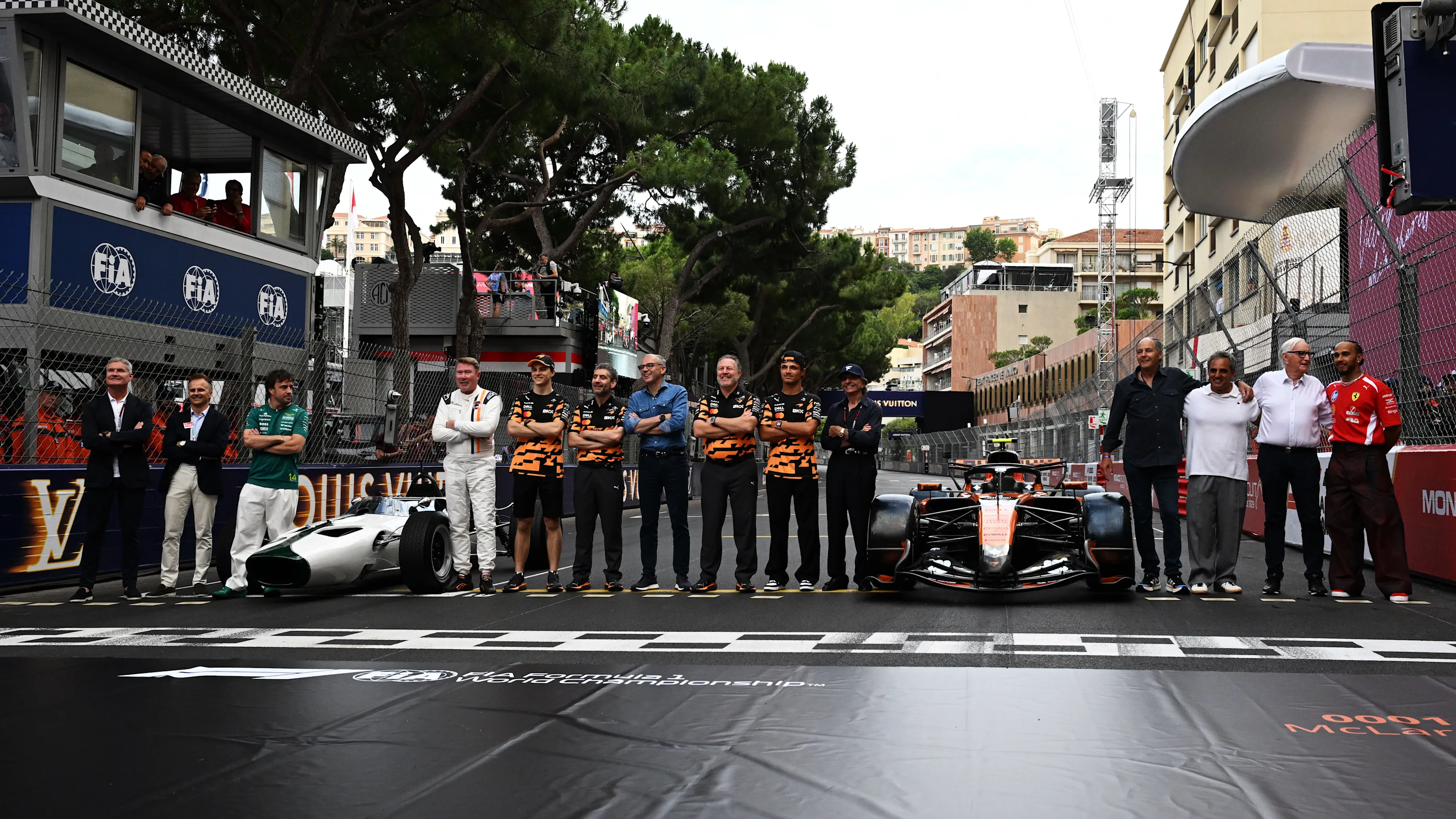 MONTE-CARLO, MONACO - JUNE 04: McLaren celebrates 100 races during previews ahead of the F1 Grand