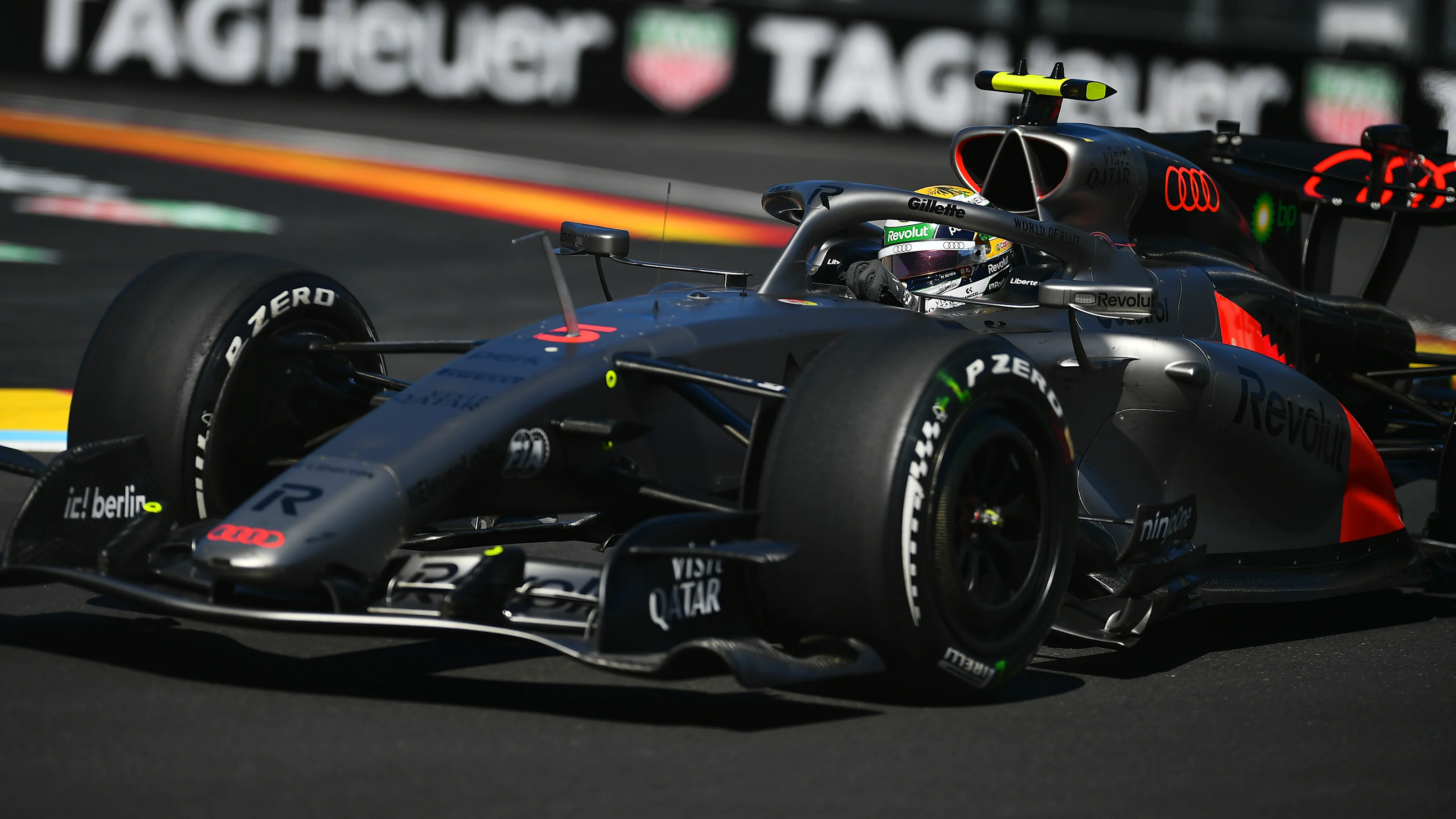 MADRID, SPAIN - SEPTEMBER 13: Gabriel Bortoleto of Brazil driving the (5) Audi F1 Team R26 on track