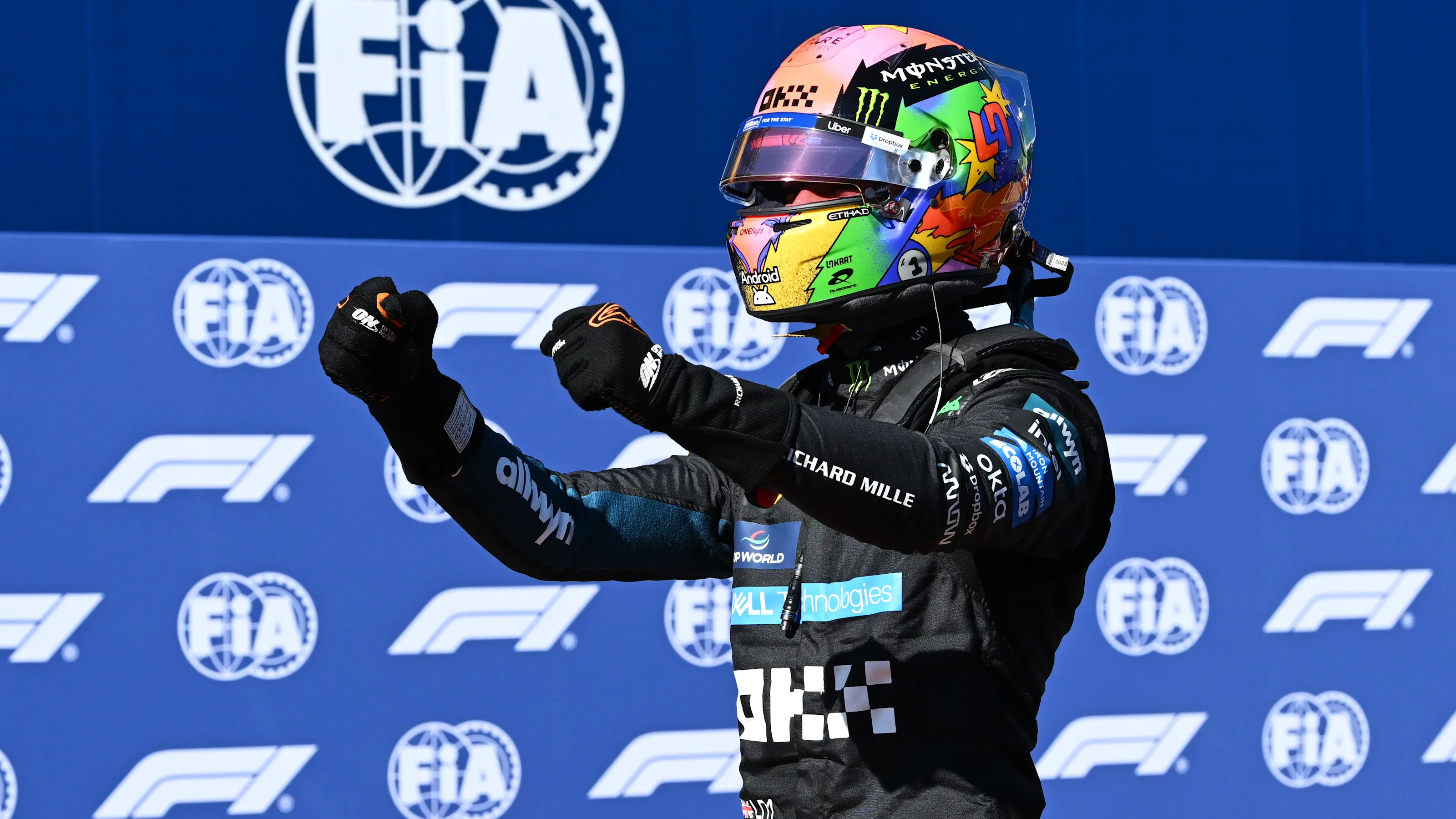MADRID, SPAIN - SEPTEMBER 12: Pole position qualifier Lando Norris of Great Britain and McLaren