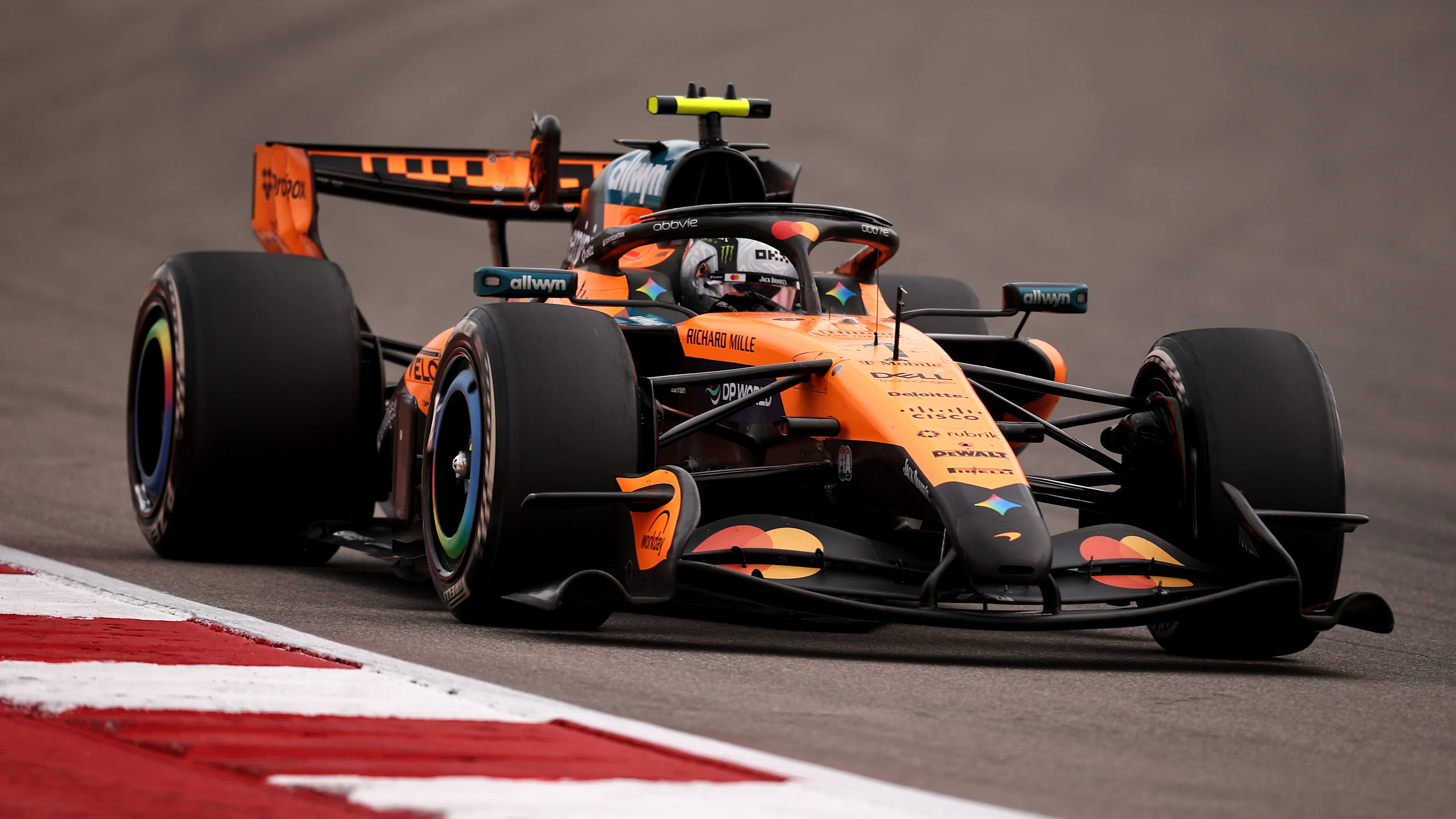 AUSTIN, TEXAS - OCTOBER 25: Lando Norris of Great Britain driving the (1) McLaren MCL40 Mercedes on