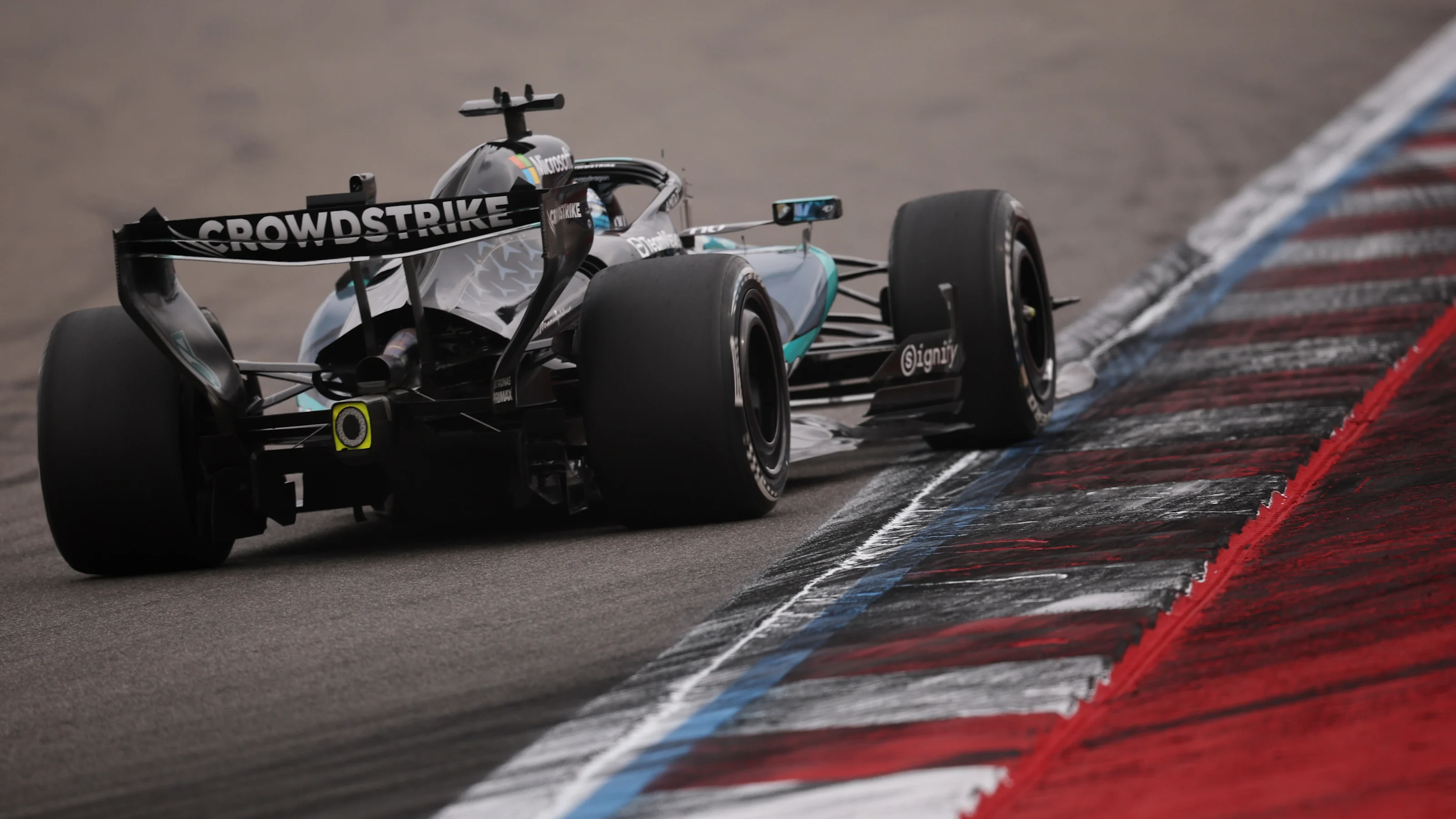AUSTIN, TEXAS - OCTOBER 25: George Russell of Great Britain driving the (63) Mercedes AMG Petronas